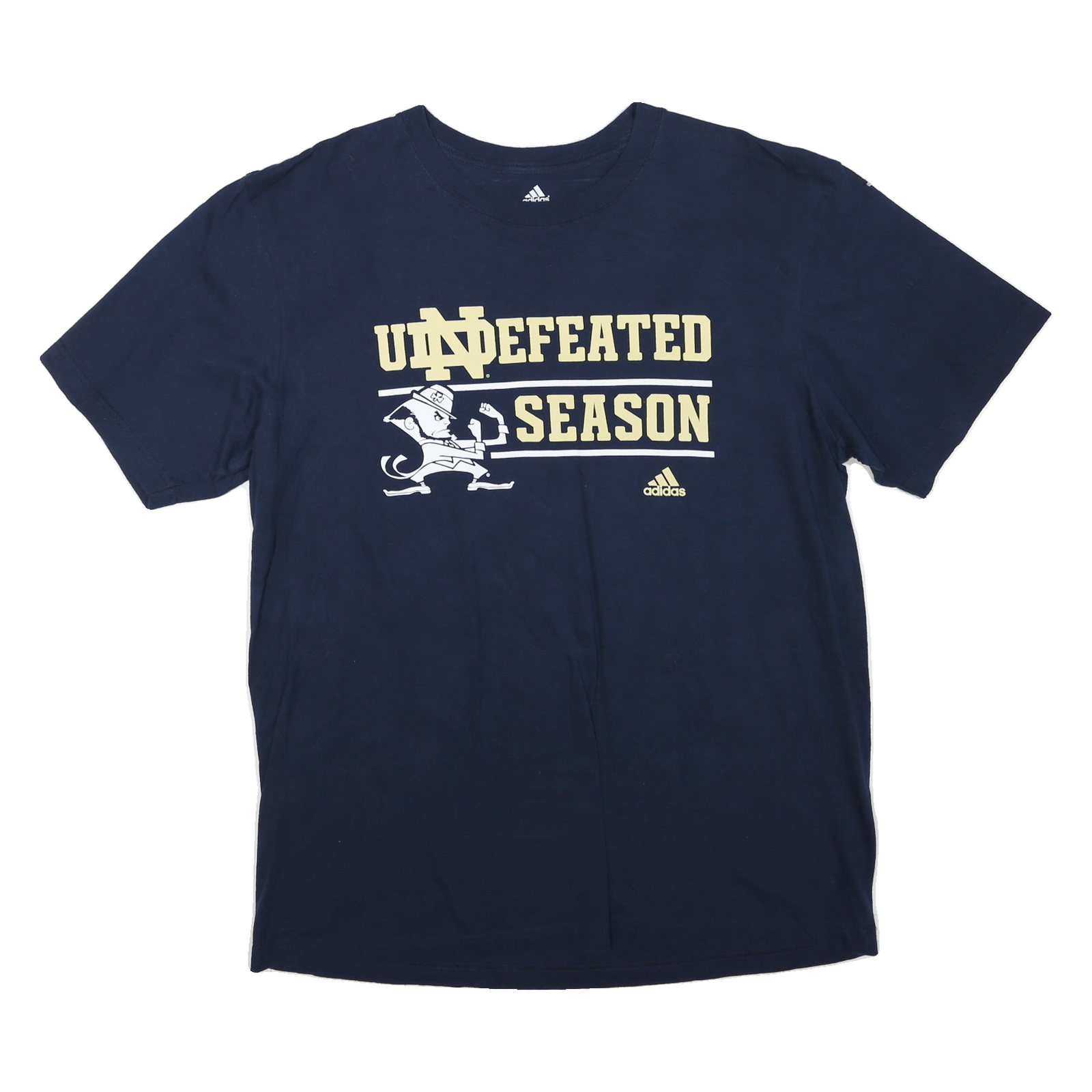 ADIDAS Mens Navy Blue Undefeated Season Graphic T-Shirt XL Crew Neck Short Refurbished - N/A refurbished available on Cerqular