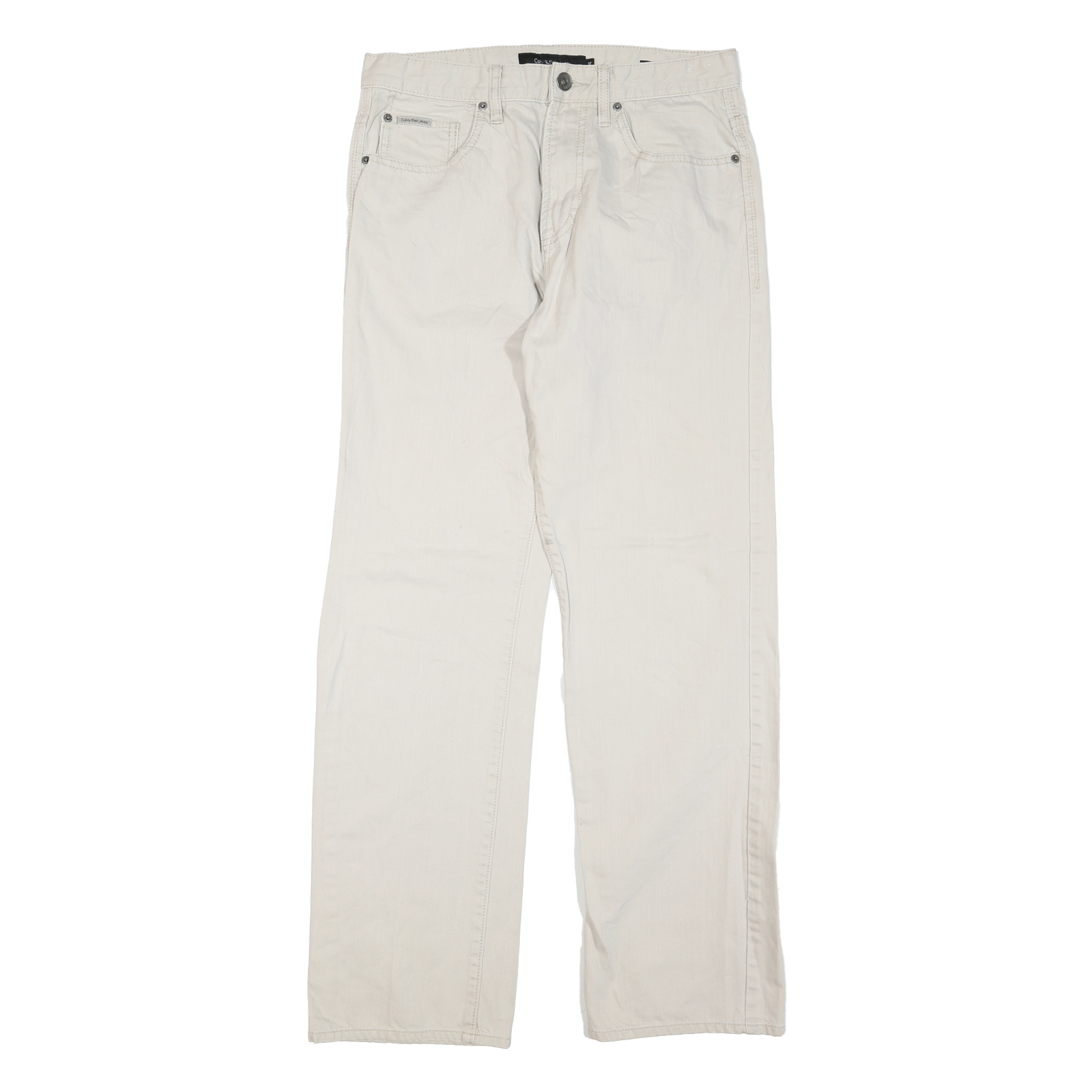 CALVIN KLEIN JEANS Mens Regular Fit Beige Denim Jeans W32 L32 Casual Zip Cotton Refurbished - N/A refurbished available on Cerqular