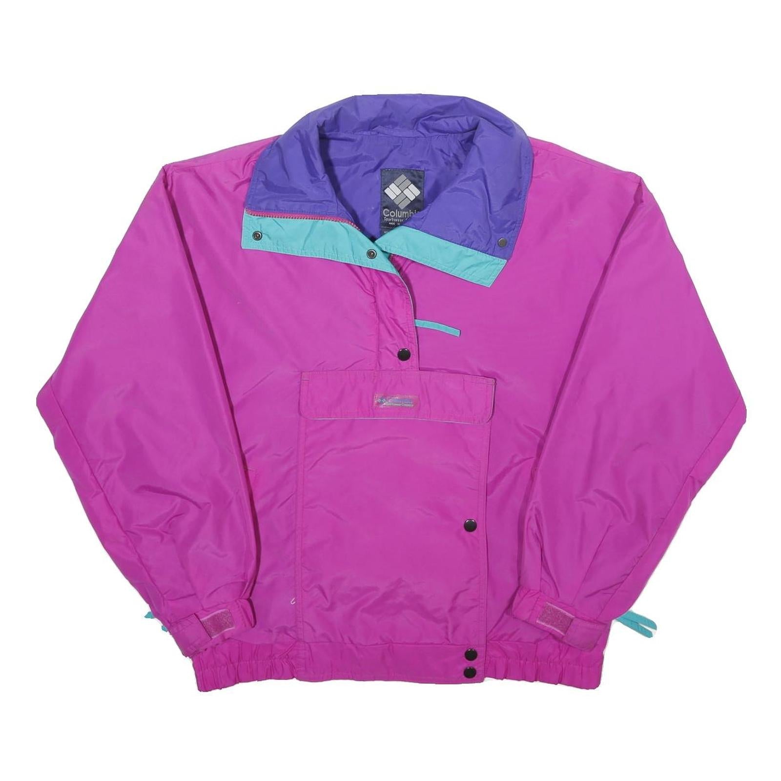 COLUMBIA Womens Purple & Turquoise Windbreaker Jacket M Nylon Plain Lightweight Refurbished - N/A refurbished available on Cerqular