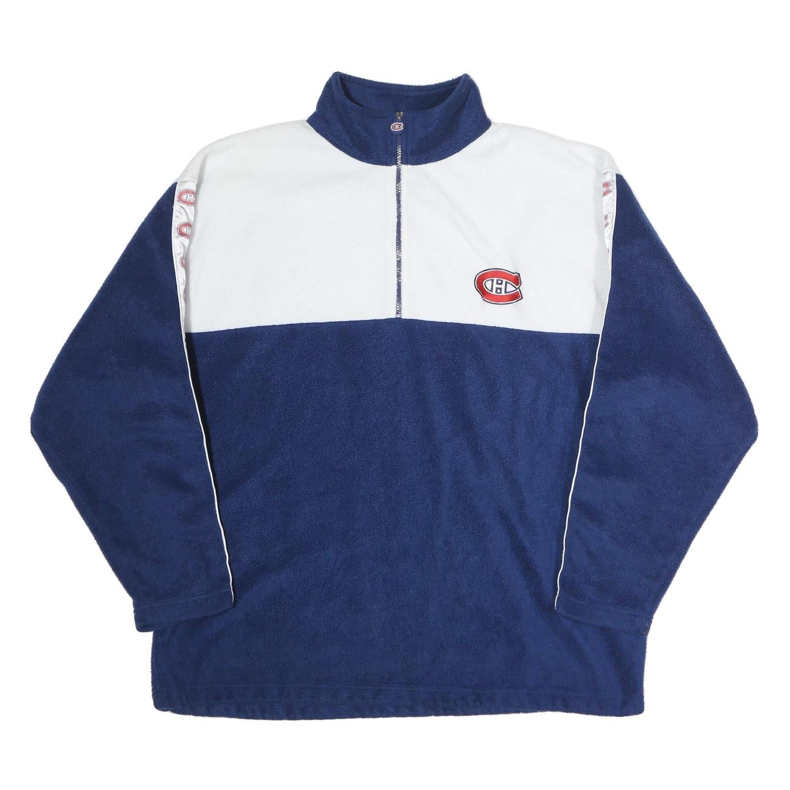 NHL Mens Blue & White Quarter Zip Polyester Jacket XL Team Logo Strip Refurbished - N/A refurbished available on Cerqular