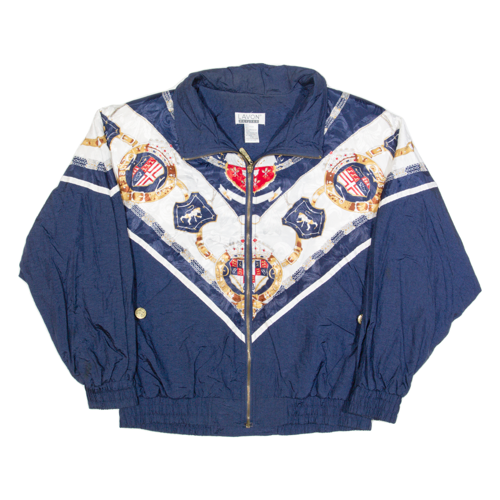 LAVON Petites Womens Shell Jacket Blue 90s Crazy Pattern M Refurbished - N/A refurbished available on Cerqular