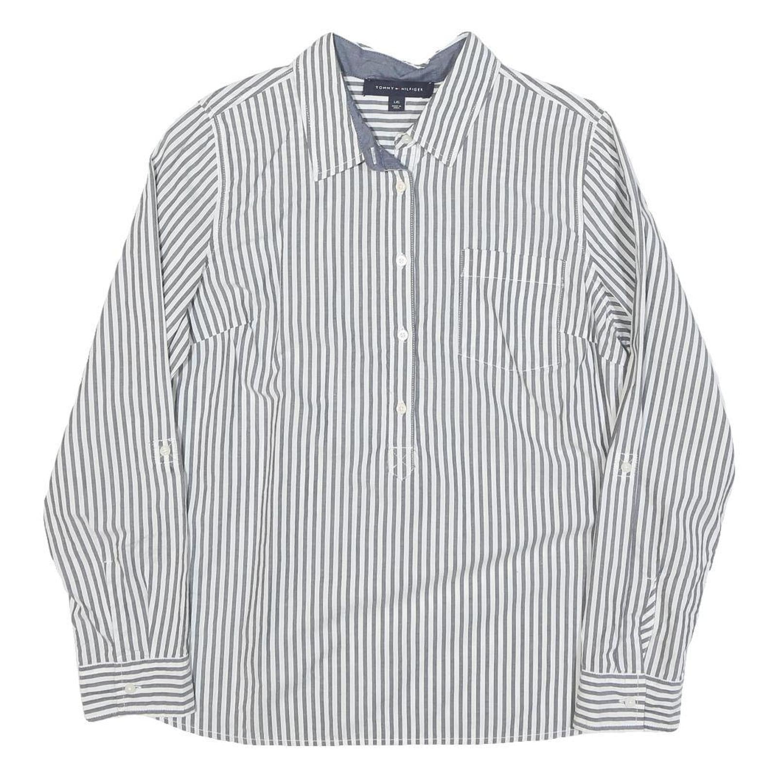 Buy TOMMY HILFIGER Womens White & Grey Striped Shirt Long Sleeve Collared L Cotton Refurbished - $33.79 TOMMY HILFIGER Womens White & Grey Striped Shirt Long Sleeve Collared L Cotton Refurbished - N/A refurbished available on Cerqular