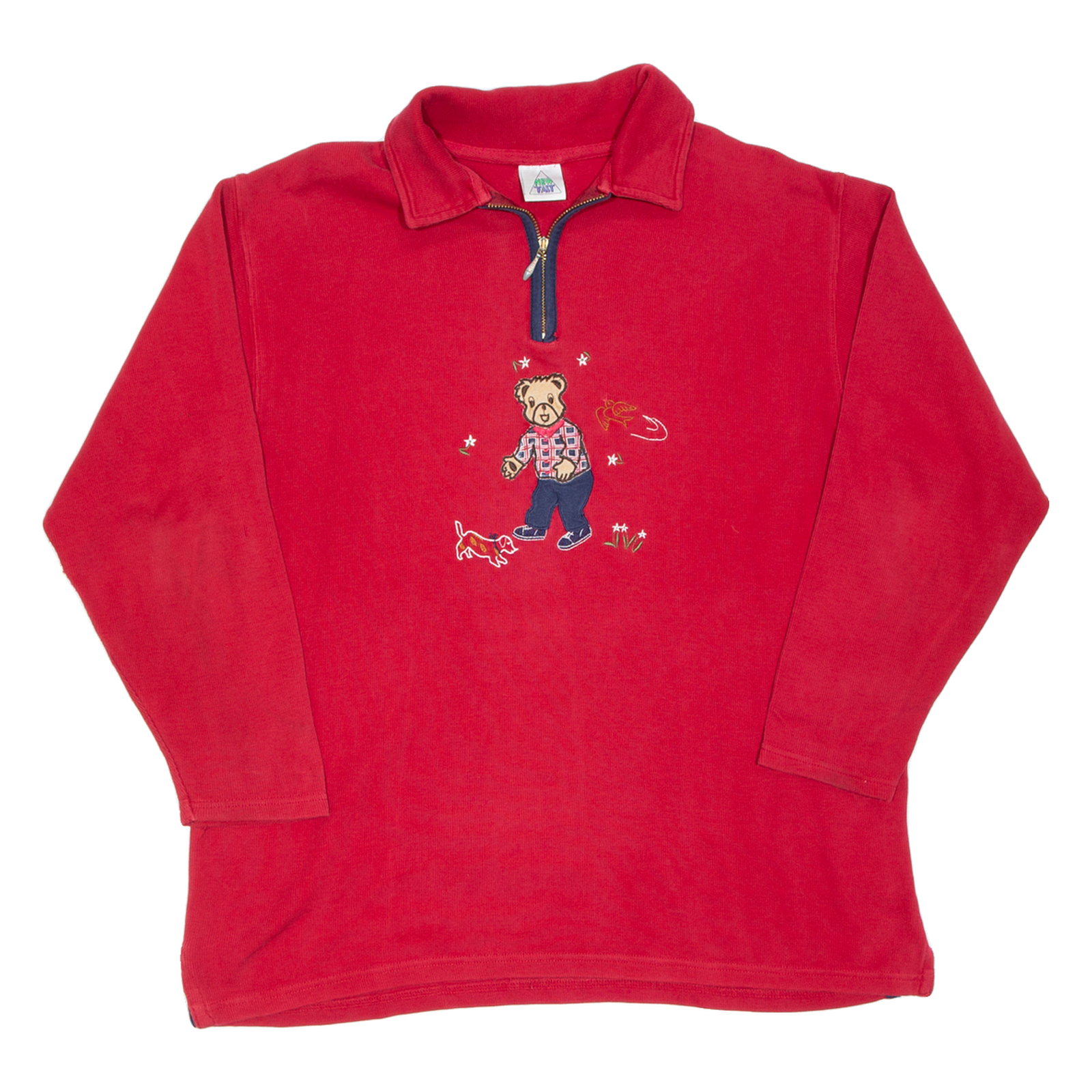 NEW TASTE Teddy Bear Womens Sweatshirt Red Collared M Refurbished - N/A refurbished available on Cerqular