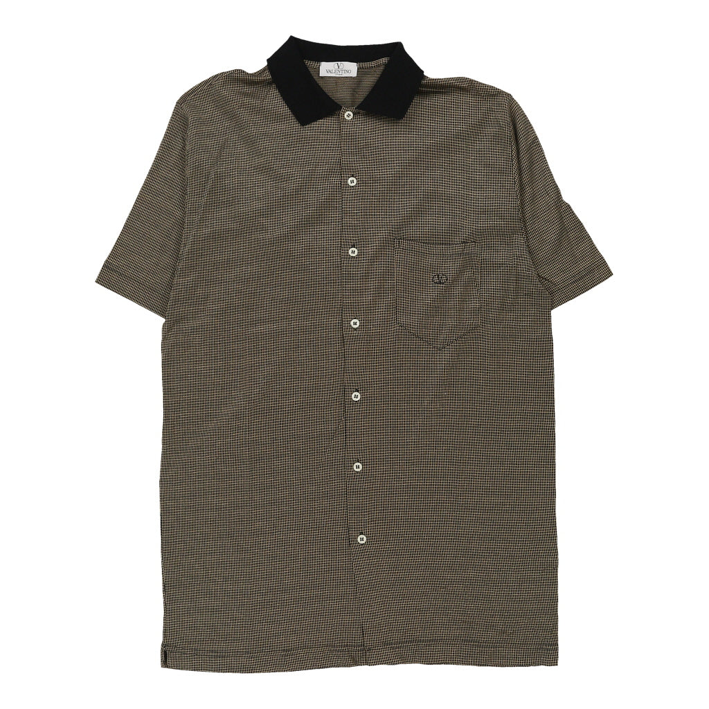 Valentino Checked Short Sleeve Shirt - Large Brown Cotton Refurbished - Thrifted (note: this is a term often used to describe second- refurbished available on Cerqular