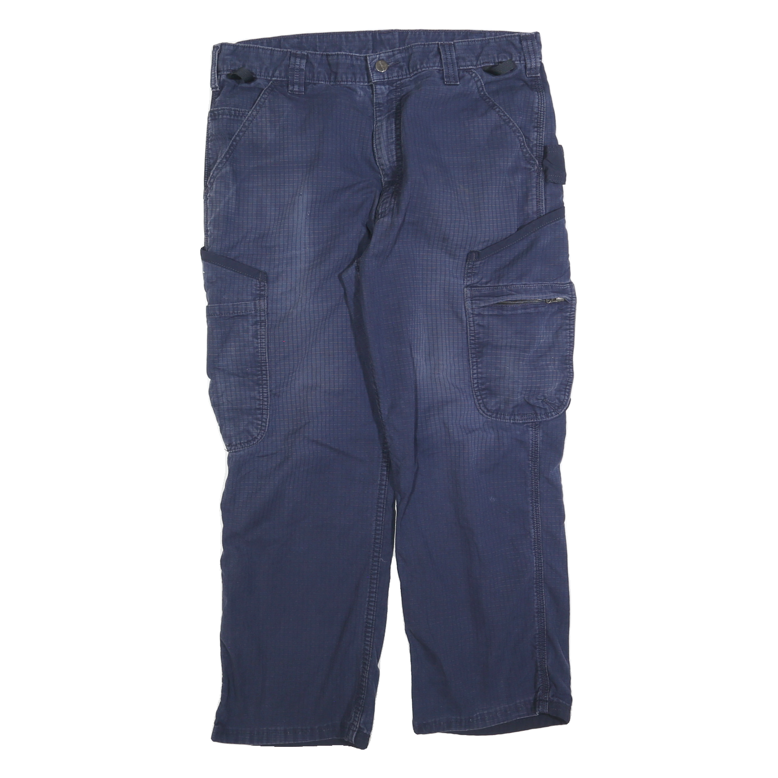 CARHARTT Mens Regular Fit Blue Cotton Blend Zip Closure Cargo Trousers W36 L27 Refurbished - N/A refurbished available on Cerqular
