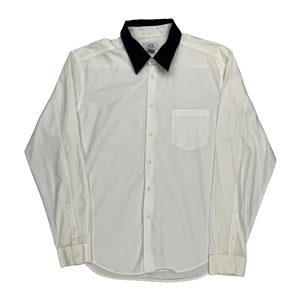 Buy Armani Exchange Contrast Stitch Shirt - XL Black Cotton Refurbished - $29.47 Armani Exchange Contrast Stitch Shirt - XL Black Cotton Refurbished - Thrifted (note: this is a term often used to describe second- refurbished available on Cerqular