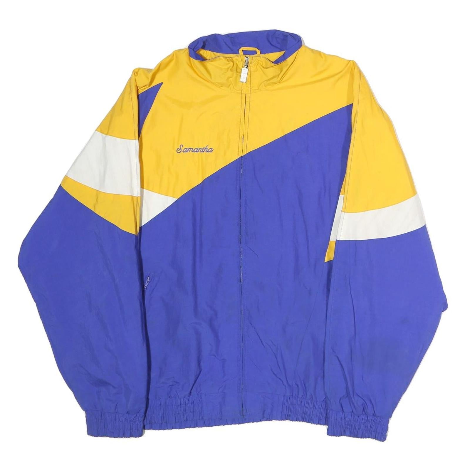 BAW Mens Blue & Yellow Colourblock Bomber Jacket M Polyester Zip Casual Refurbished - N/A refurbished available on Cerqular