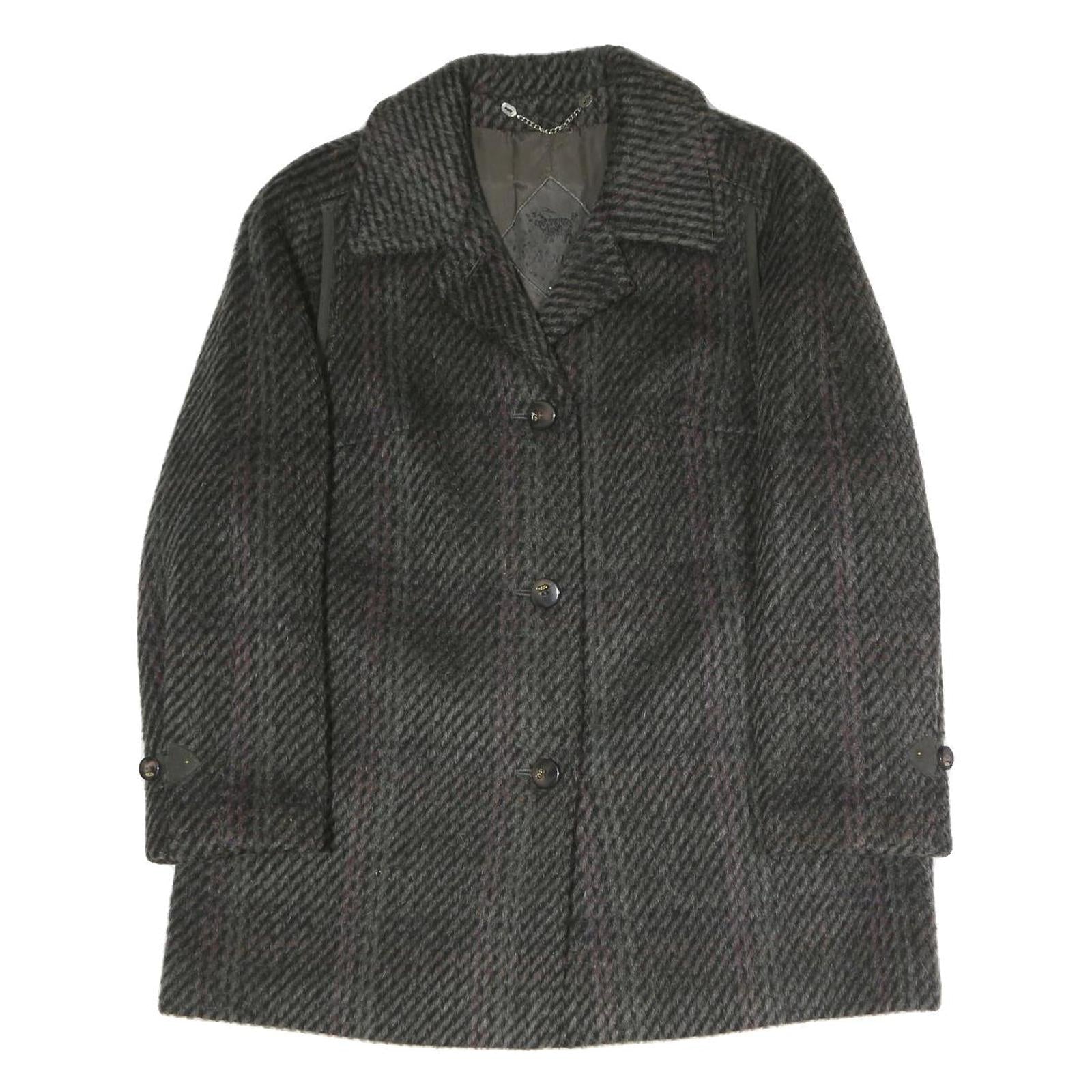Womens Grey & Pink Checked Button Jacket M Polyester Blend Classic Fit Refurbished - N/A refurbished available on Cerqular