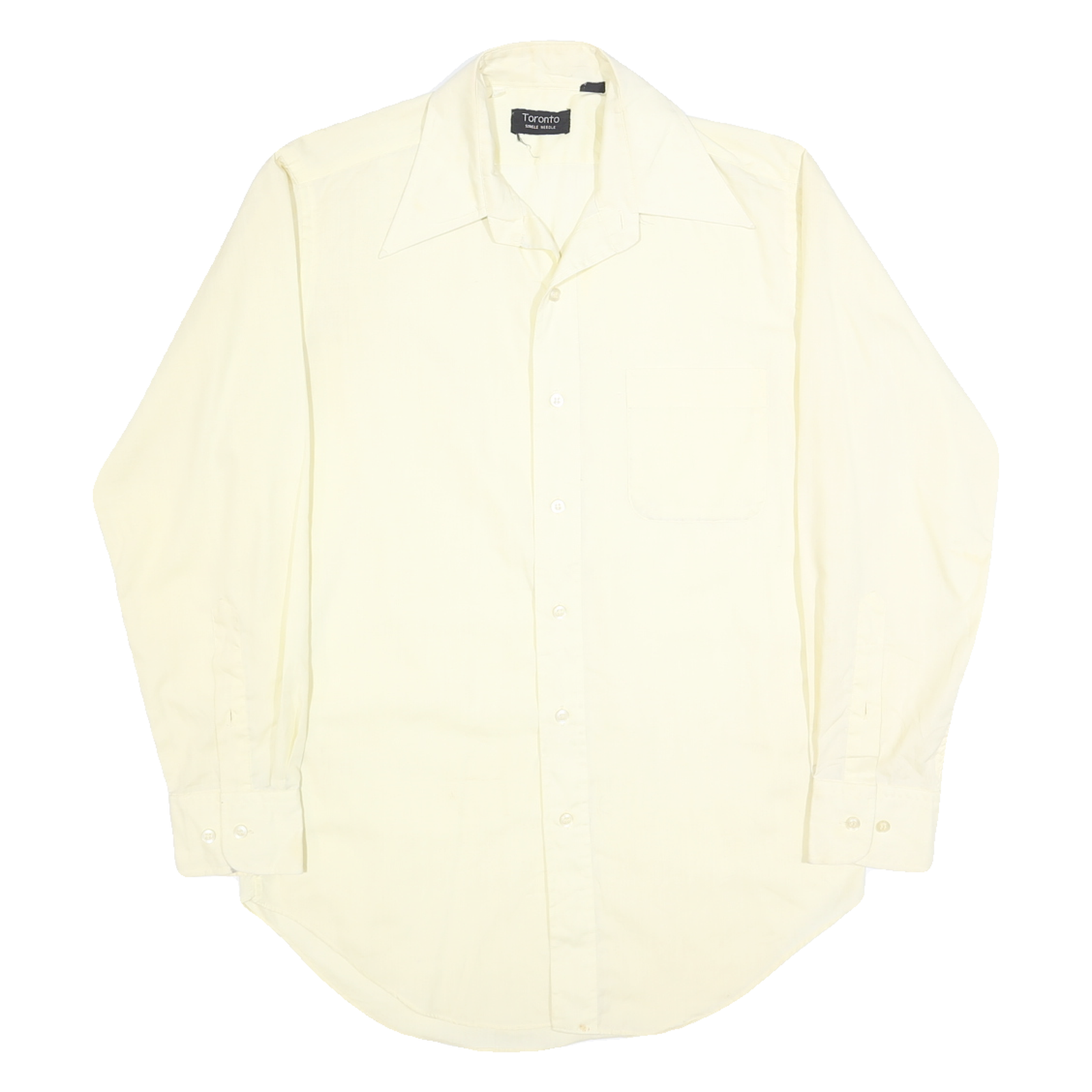 TORONTO Mens Cream Plain Shirt S Classic Cotton Blend Long Sleeve Button Collar Refurbished - N/A refurbished available on Cerqular