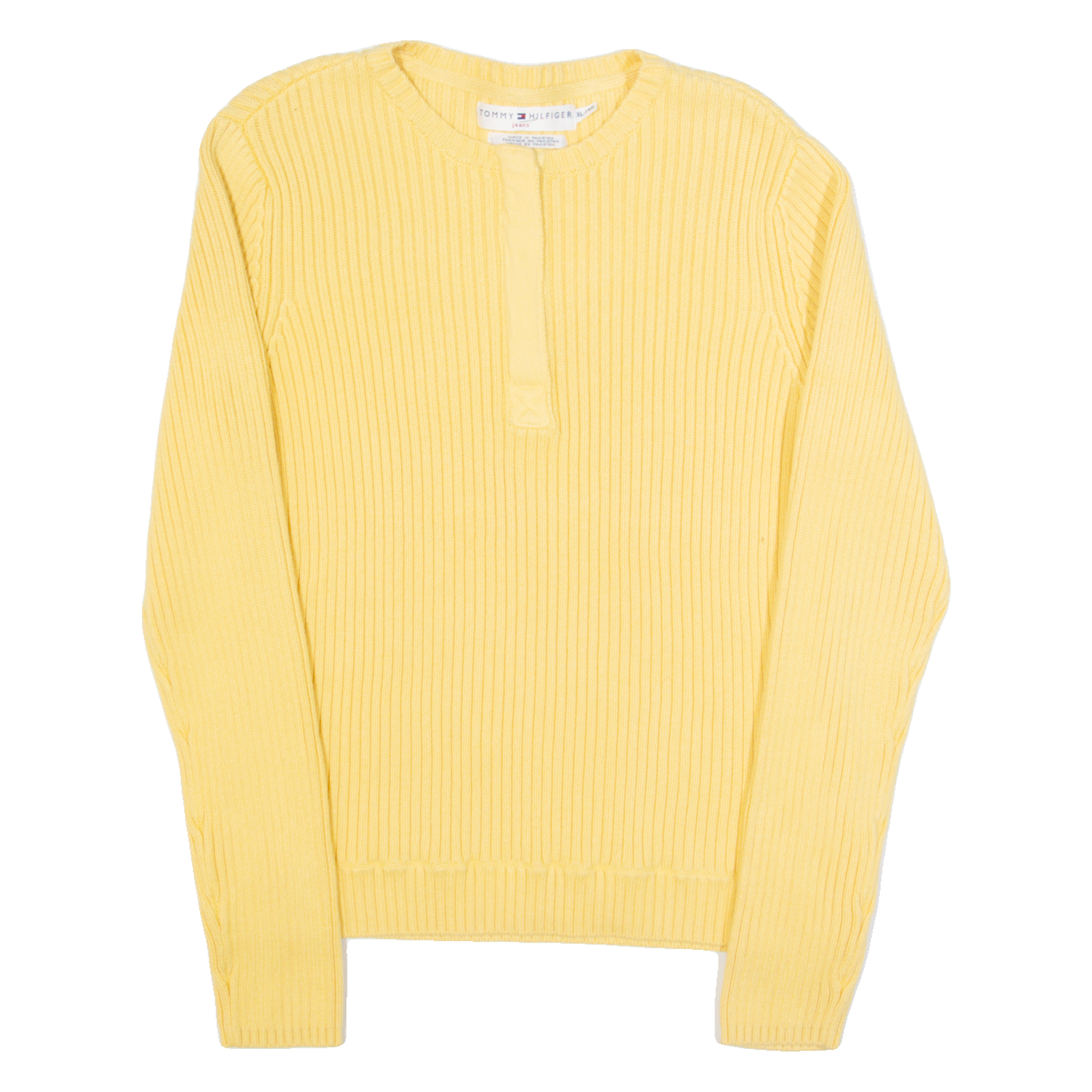 TOMMY HILFIGER Womens Jumper Yellow 1/4 Zip Tight Knit XL Refurbished - N/A refurbished available on Cerqular