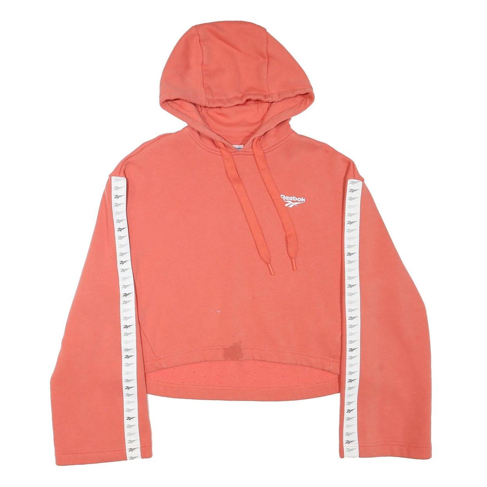 REEBOK Womens Orange Cotton Blend Pullover Hoodie S Branded Stripe Sleeve Refurbished - N/A refurbished available on Cerqular