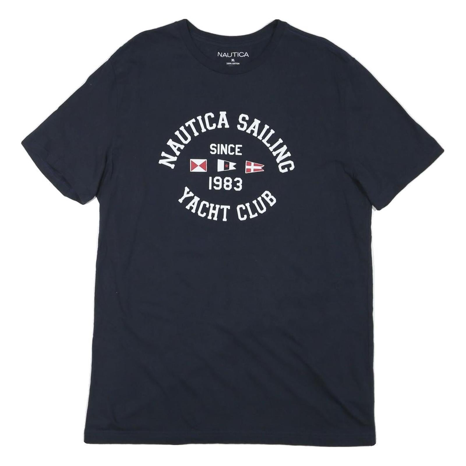 NAUTICA Mens Navy Blue Sailing Yacht Club Graphic T-Shirt XL Short Sleeve Crew Refurbished - N/A refurbished available on Cerqular