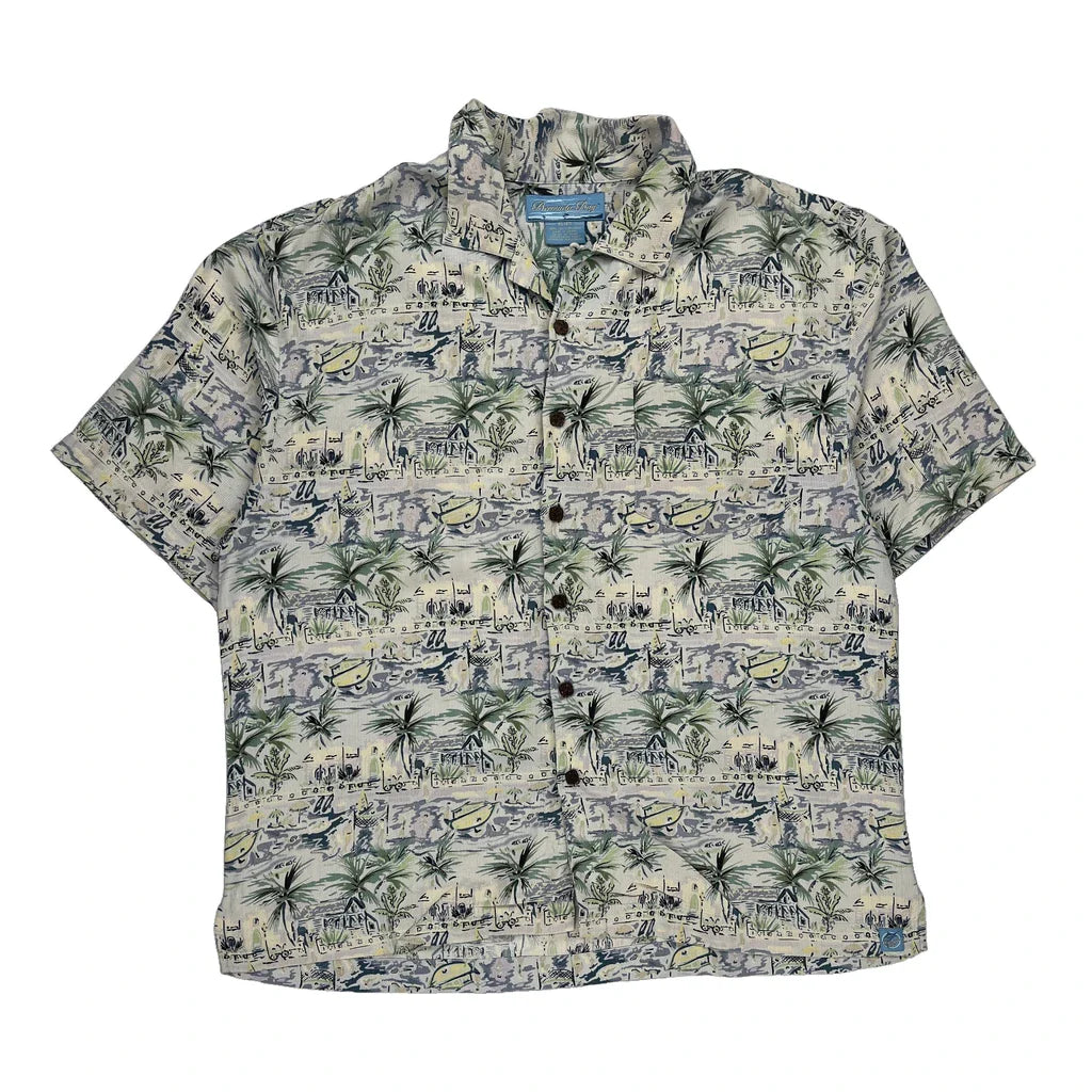 Bermuda Bay Hawaiian Shirt - XL Multicoloured Silk Refurbished - Thrifted (note: this is a term often used to describe second- refurbished available on Cerqular
