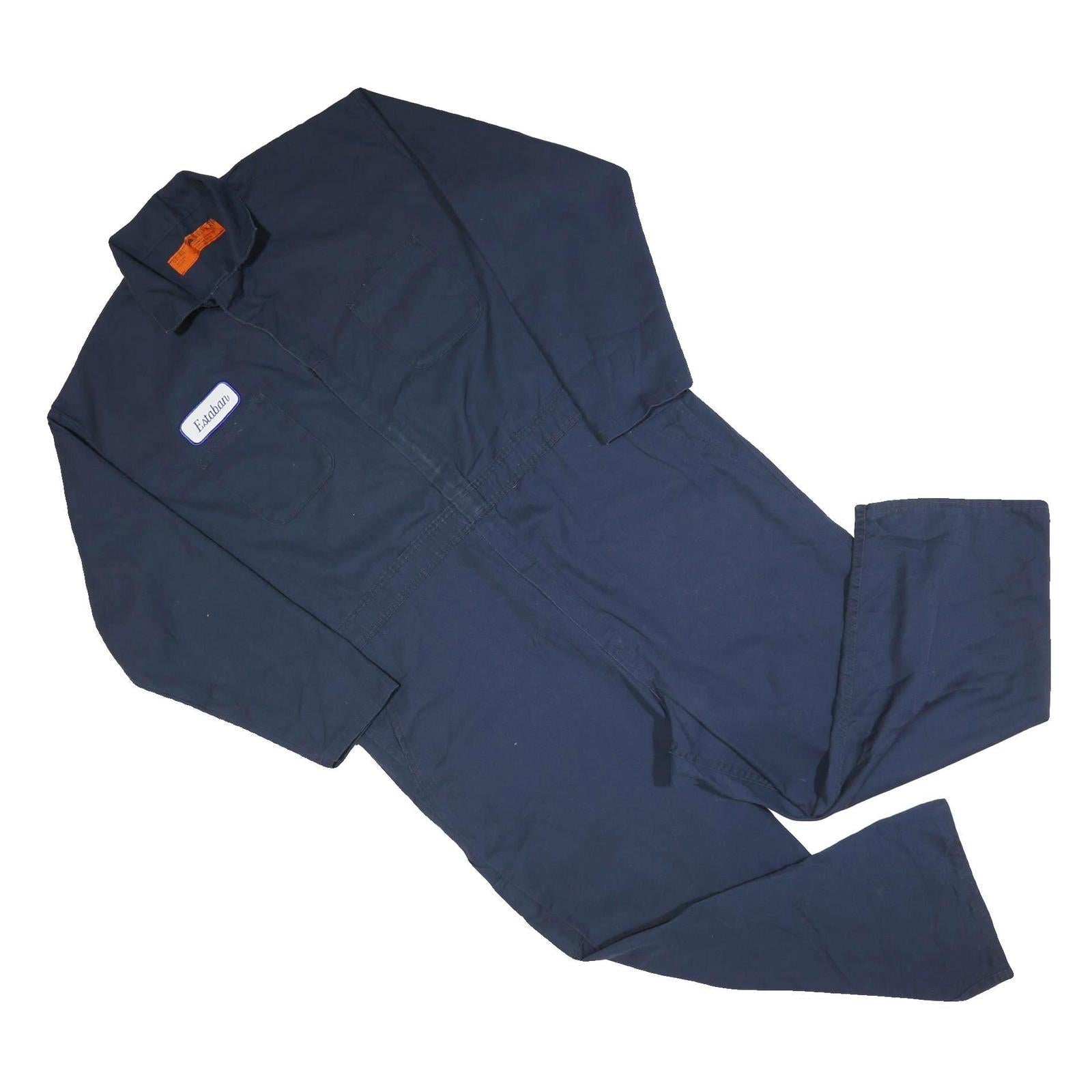 RED KAP Mens Navy Blue Dungarees Regular Fit Cotton Blend 2XL W48 L26 Workwear Refurbished - N/A refurbished available on Cerqular