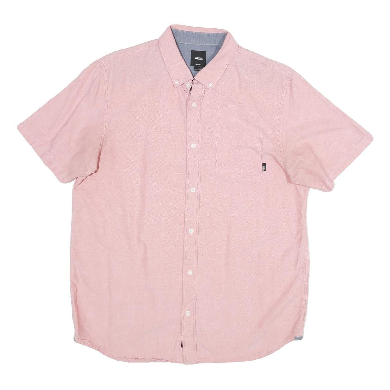 VANS Mens Pink Shirt M Cotton Button Short Sleeve Casual Pocket Refurbished - N/A refurbished available on Cerqular