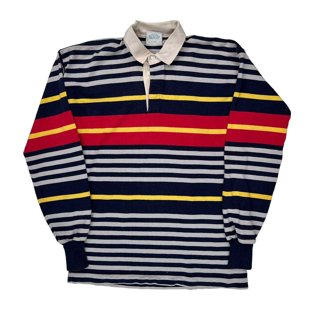 Made In USA Lands End Striped Rugby Shirt - XL Multicoloured Cotton Refurbished - Thrifted (note: this is a term often used to describe second- refurbished available on Cerqular
