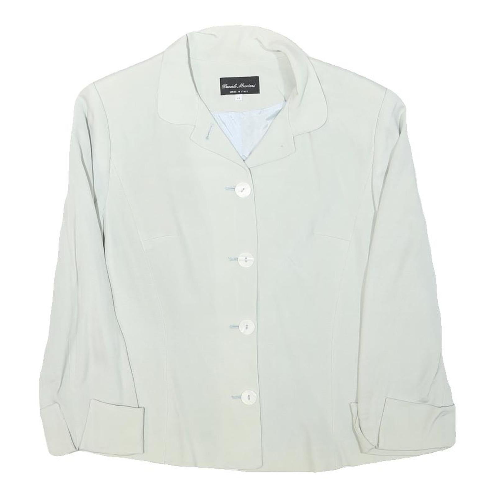 DANIELLE MARIANI Womens White Cream Button Jacket S Polyester Blend Plain Refurbished - N/A refurbished available on Cerqular