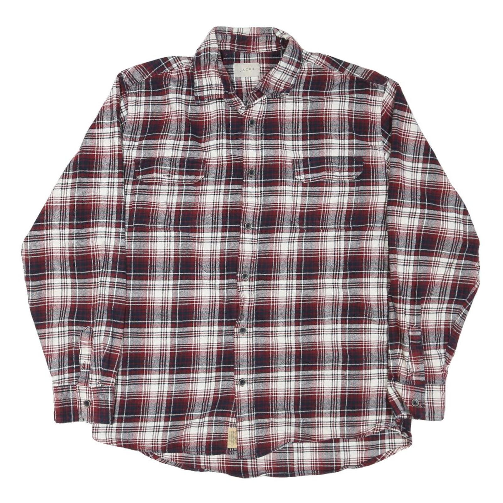JACHS Mens Red White & Black Plaid Shirt XL Cotton Blend Button Casual Refurbished - N/A refurbished available on Cerqular