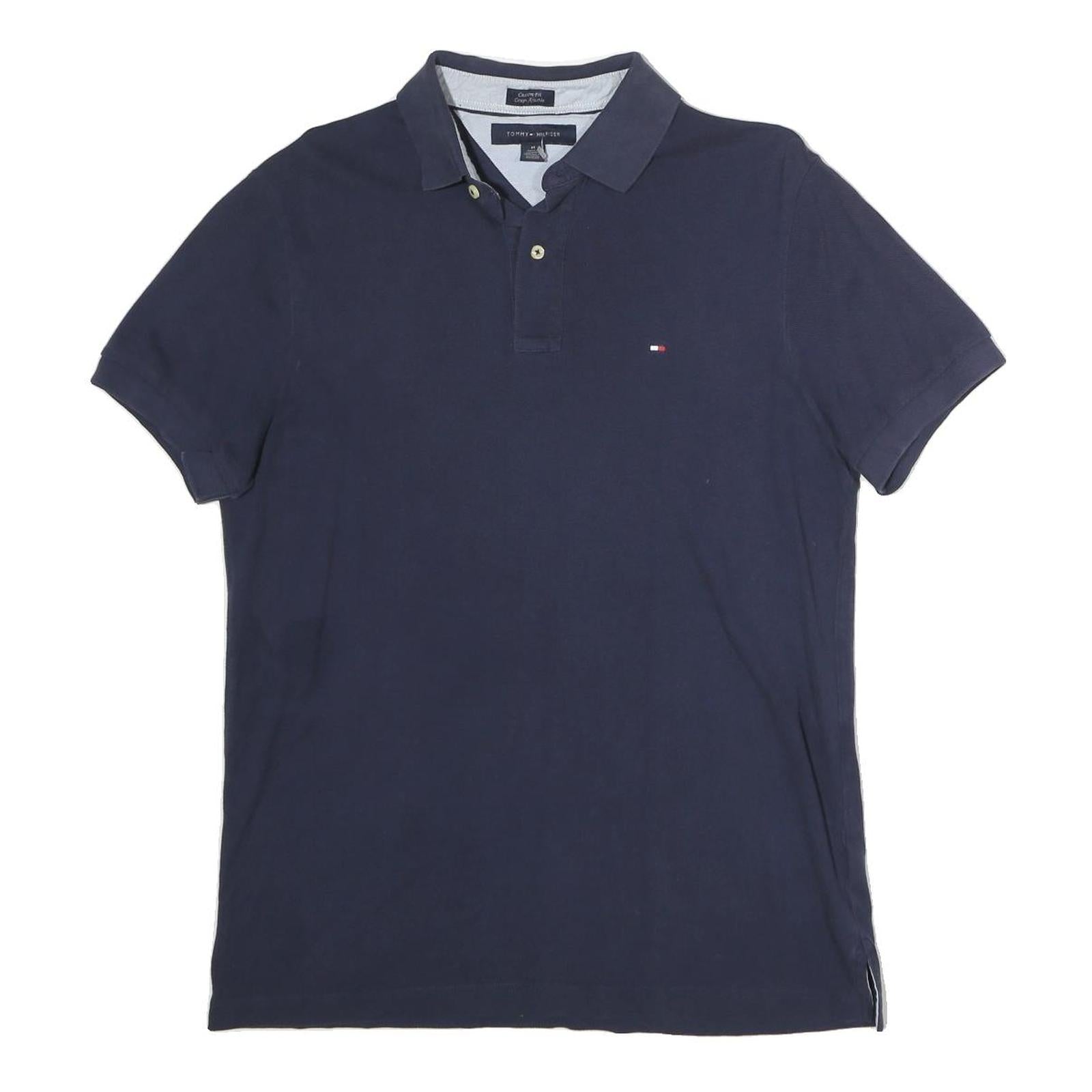 TOMMY HILFIGER Mens Blue Cotton Polo Shirt M Short Sleeve Classic Fit Logo Refurbished - N/A refurbished available on Cerqular