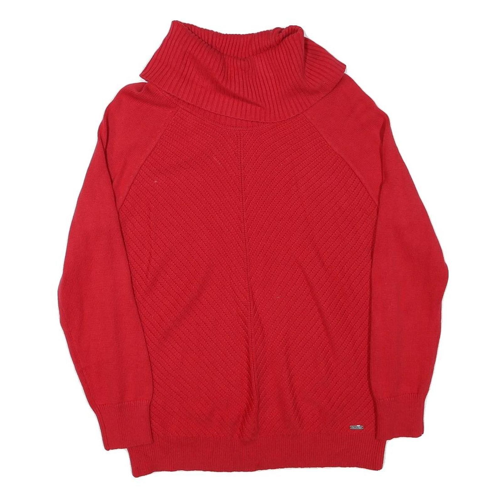 CALVIN KLEIN Mens Red Plain Pullover Roll Neck Basic Knit Jumper M Cotton Blend Refurbished - N/A refurbished available on Cerqular