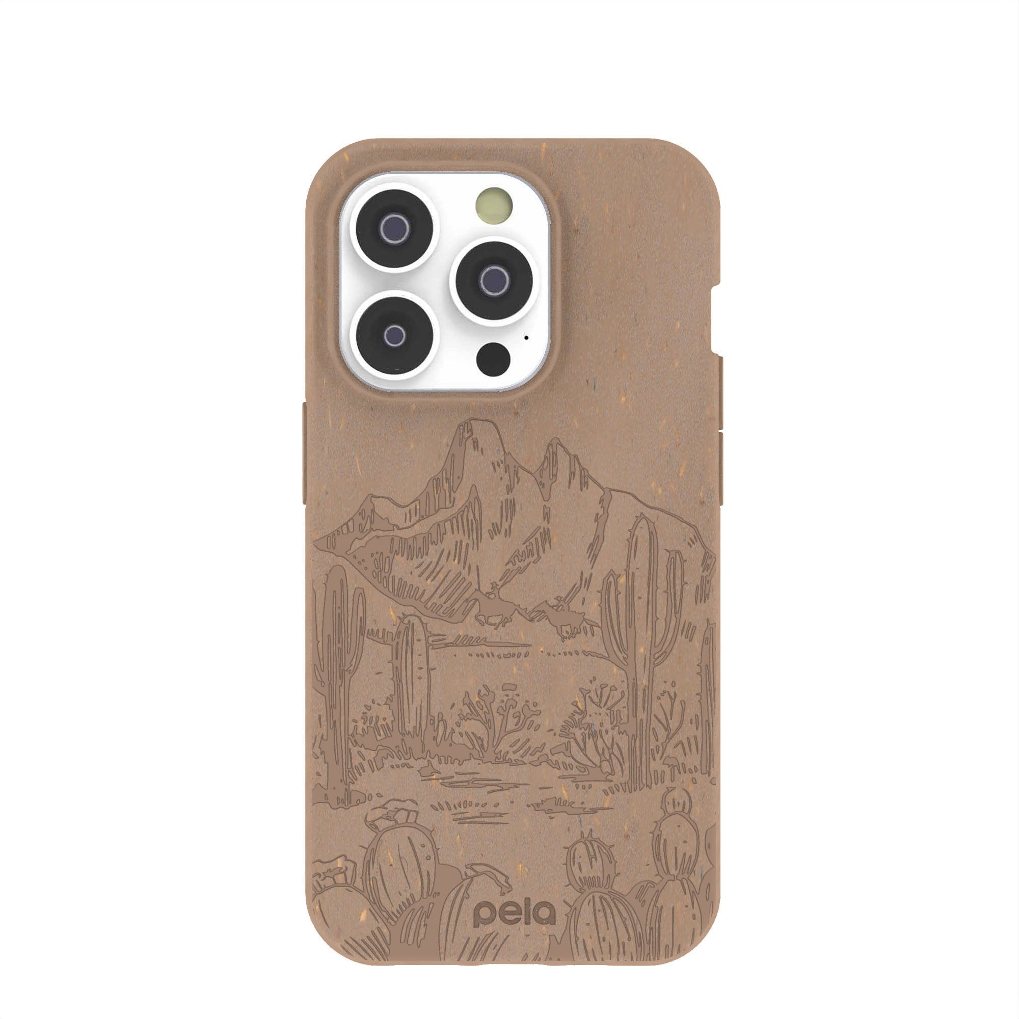 Chocolate Brown Desert Run iPhone 14 Pro Case Refurbished - Pela Case refurbished available on Cerqular