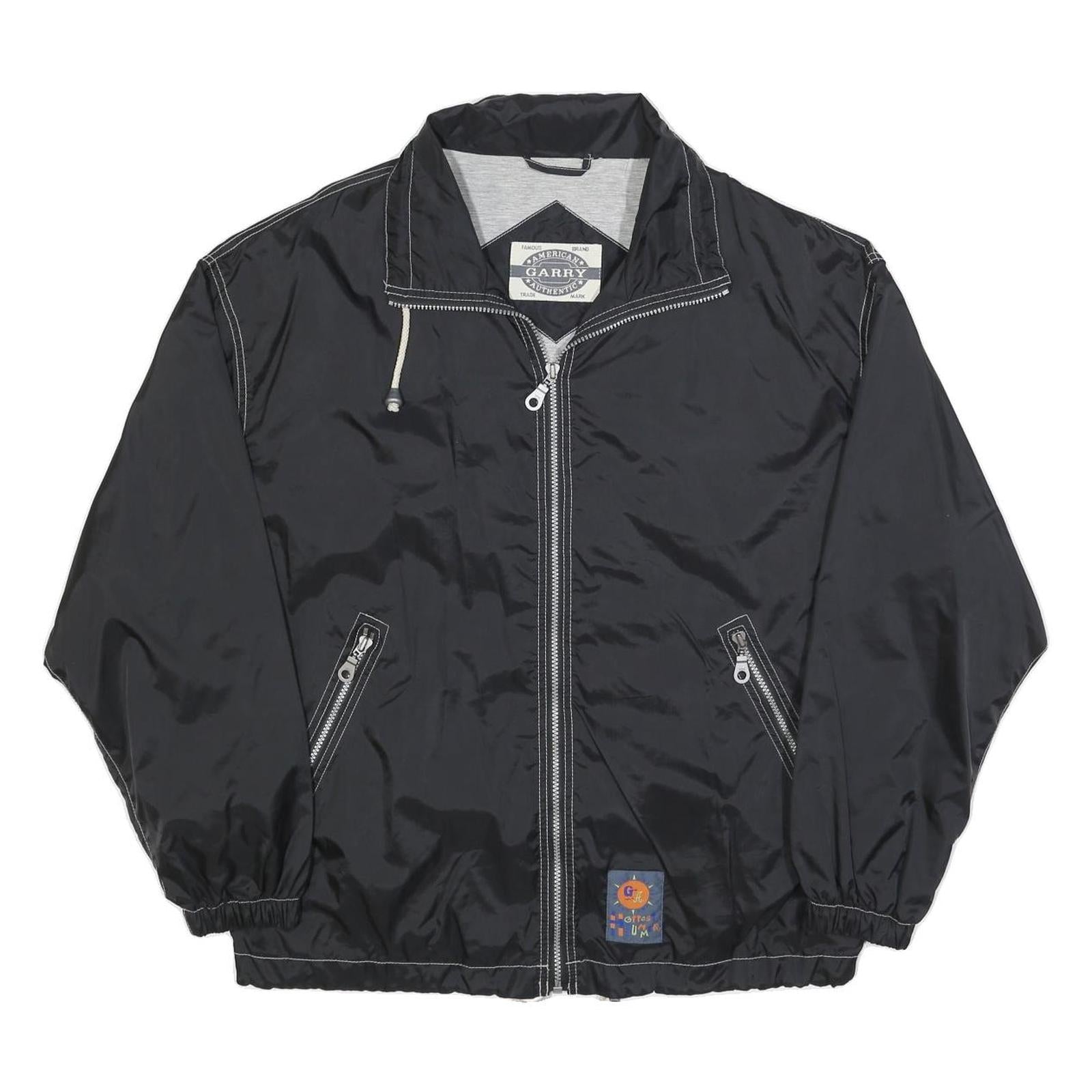 GARRY Mens Black Zip Jacket L Polyester Blend Relax Your Mind Print Casual Refurbished - N/A refurbished available on Cerqular
