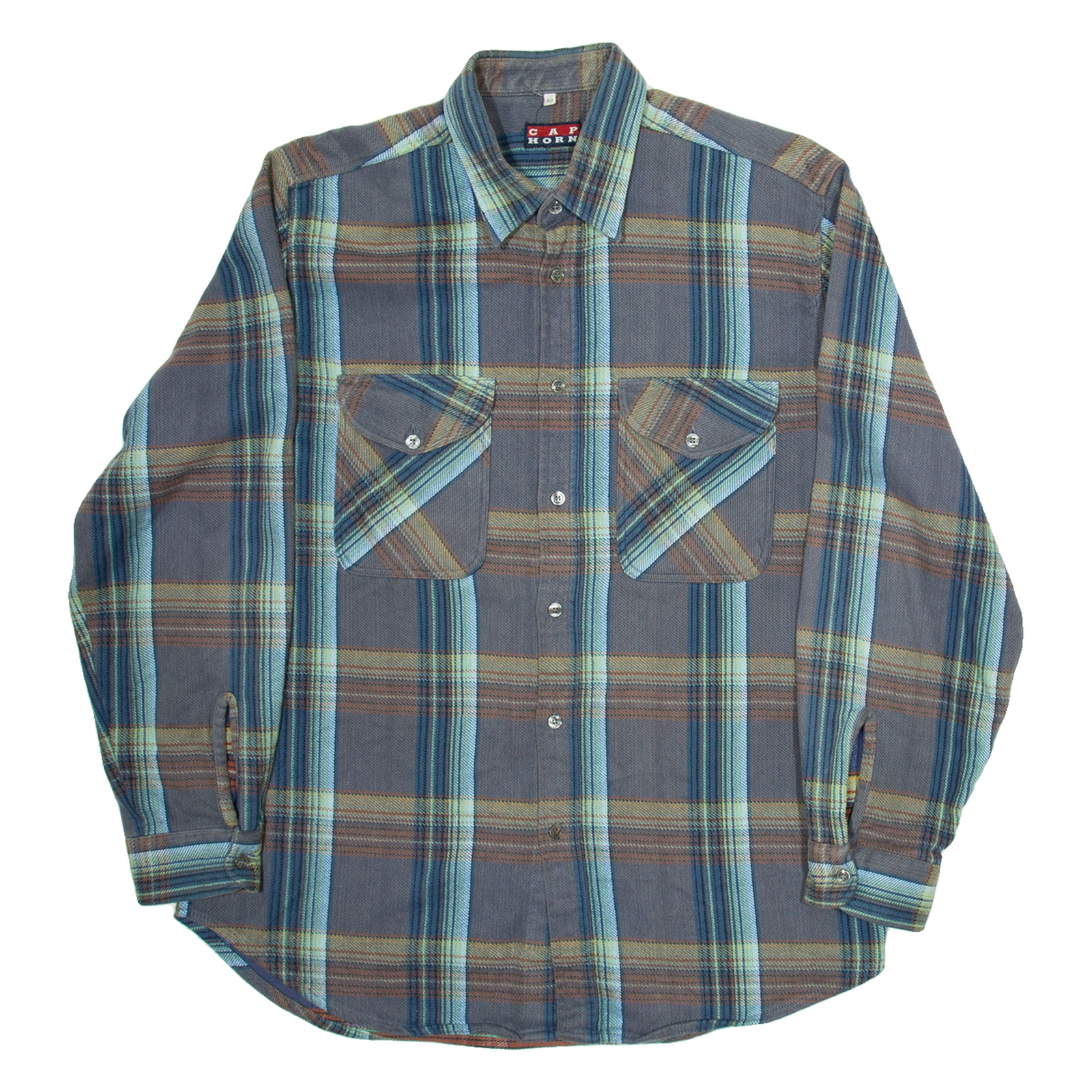 CAP HORN Mens Shirt Blue Check Long Sleeve L Refurbished - N/A refurbished available on Cerqular