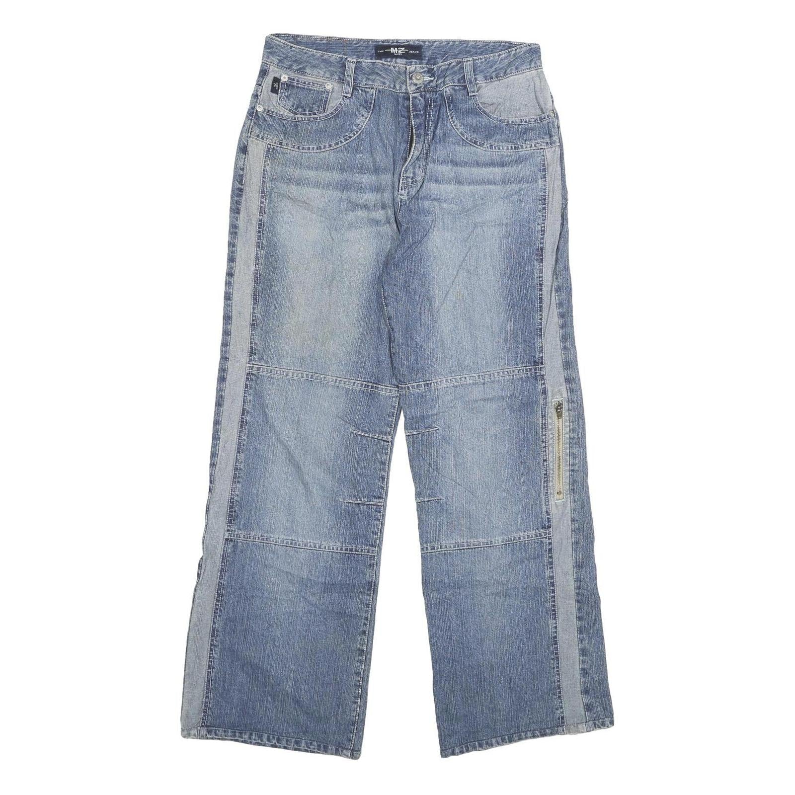 MZ JEANS Mens Blue Relaxed Patchwork Denim Stone Wash W30 L28 Zip Closure Refurbished - N/A refurbished available on Cerqular