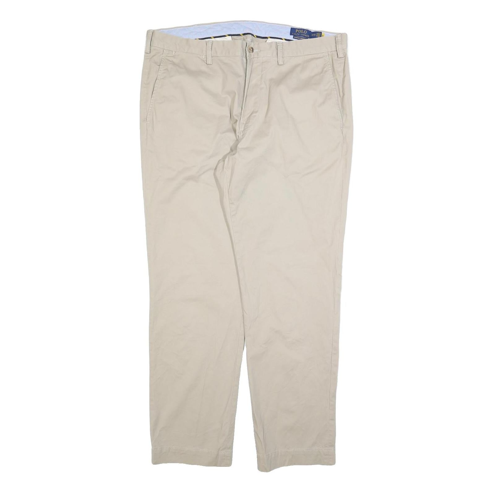 POLO RALPH LAUREN Mens Regular Fit Beige Cotton Blend Zip Trousers W38 L32 Refurbished - N/A refurbished available on Cerqular