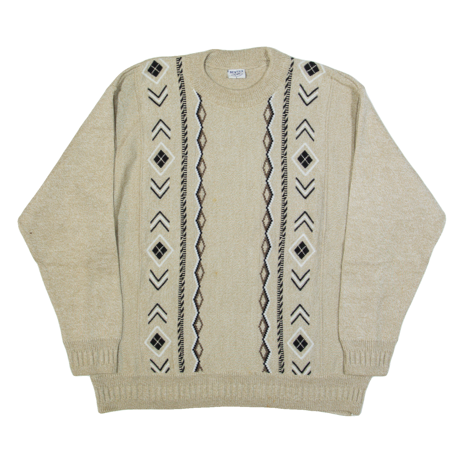 NEW TEX Womens Patterned Jumper Beige Striped Tight Knit L Refurbished - N/A refurbished available on Cerqular