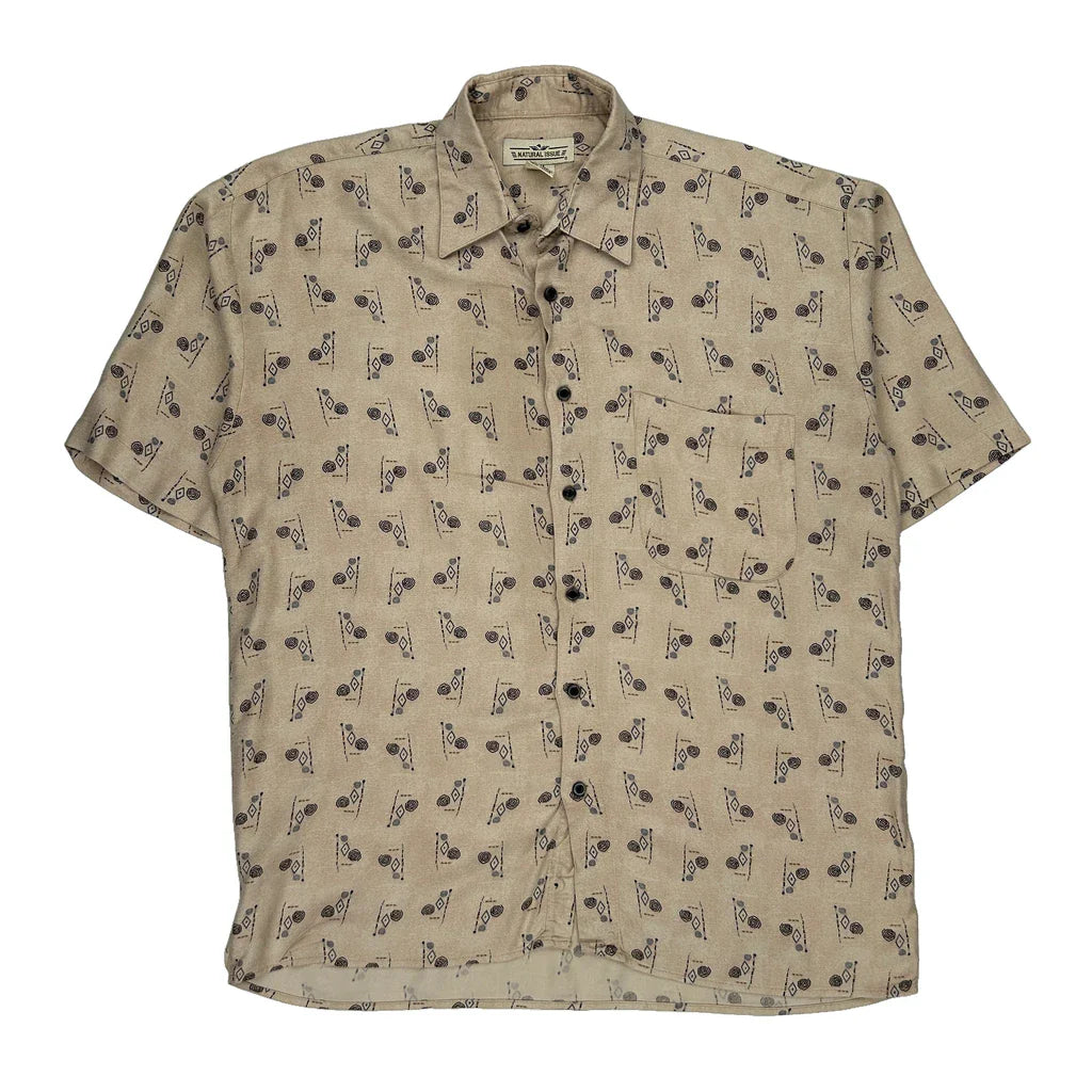 Buy Natural Issue Short Sleeve Shirt - Medium Beige Viscose Refurbished - $18.41 Natural Issue Short Sleeve Shirt - Medium Beige Viscose Refurbished - Thrifted (note: this is a term often used to describe second- refurbished available on Cerqular