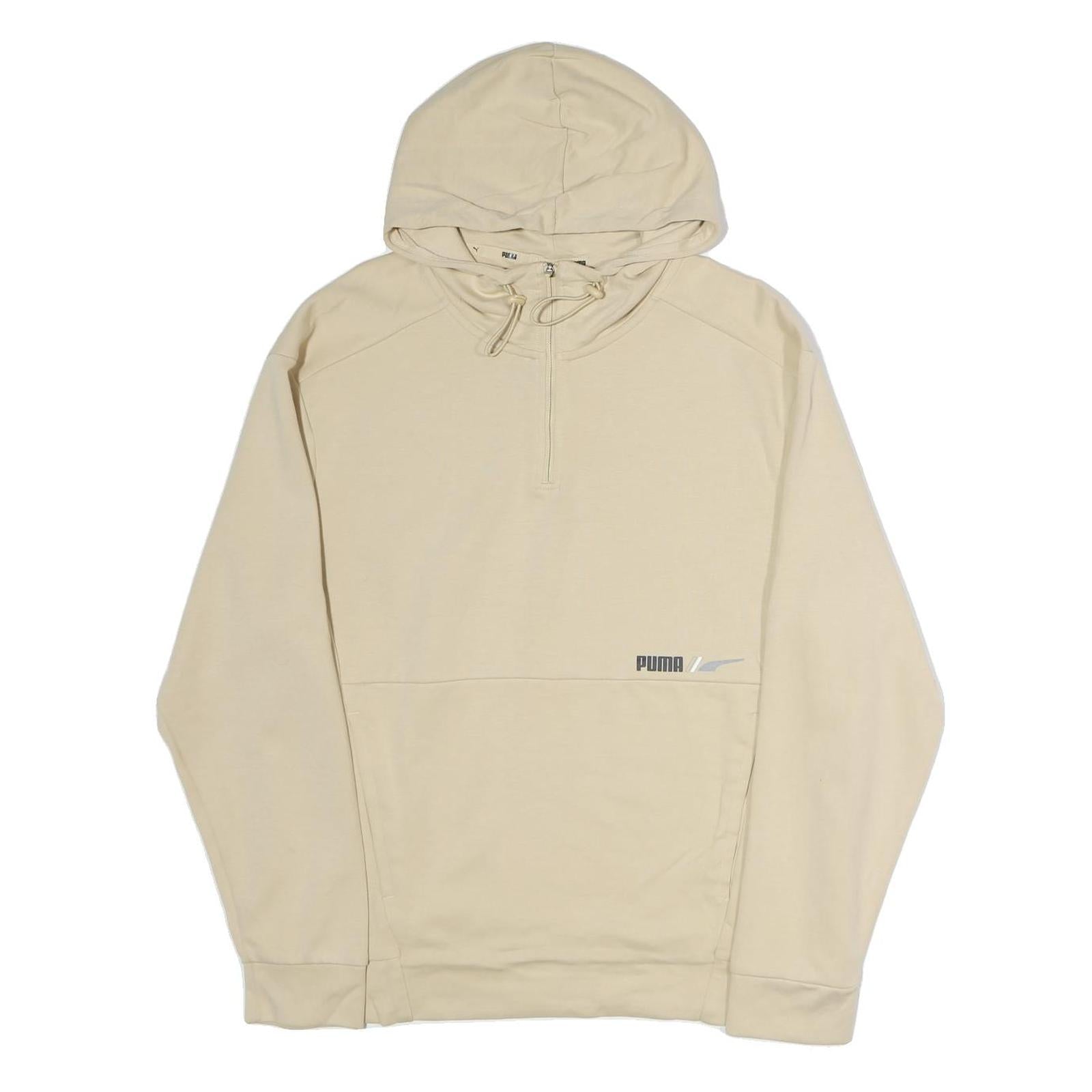 PUMA Mens Beige Cotton Hoodie L ¼ Zip Pullover Casual Sportswear Refurbished - N/A refurbished available on Cerqular