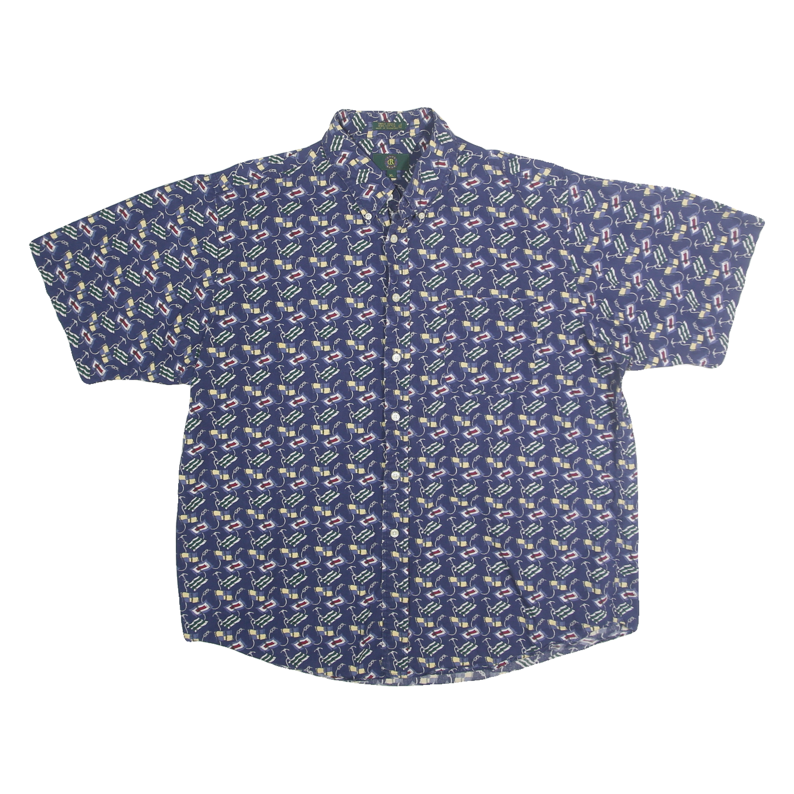 CLUB ROOM Mens Blue Pattern Cotton Shirt XL Short Sleeve Casual Summer Refurbished - N/A refurbished available on Cerqular