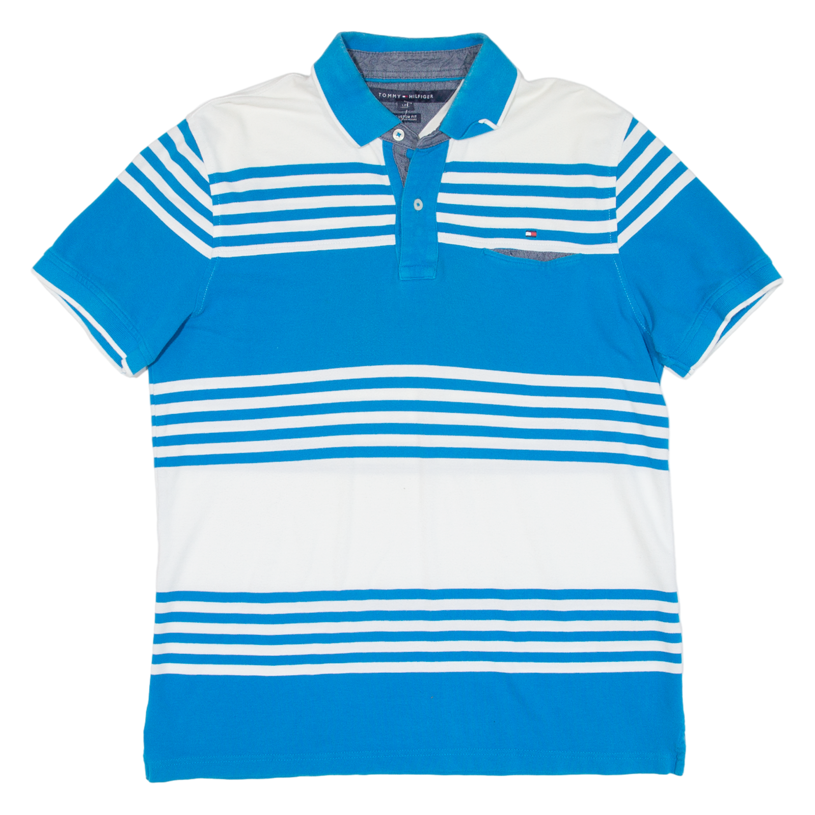Buy TOMMY HILFIGER Custom Fit Mens Polo Shirt Blue Striped L Refurbished - $33.79 TOMMY HILFIGER Custom Fit Mens Polo Shirt Blue Striped L Refurbished - N/A refurbished available on Cerqular