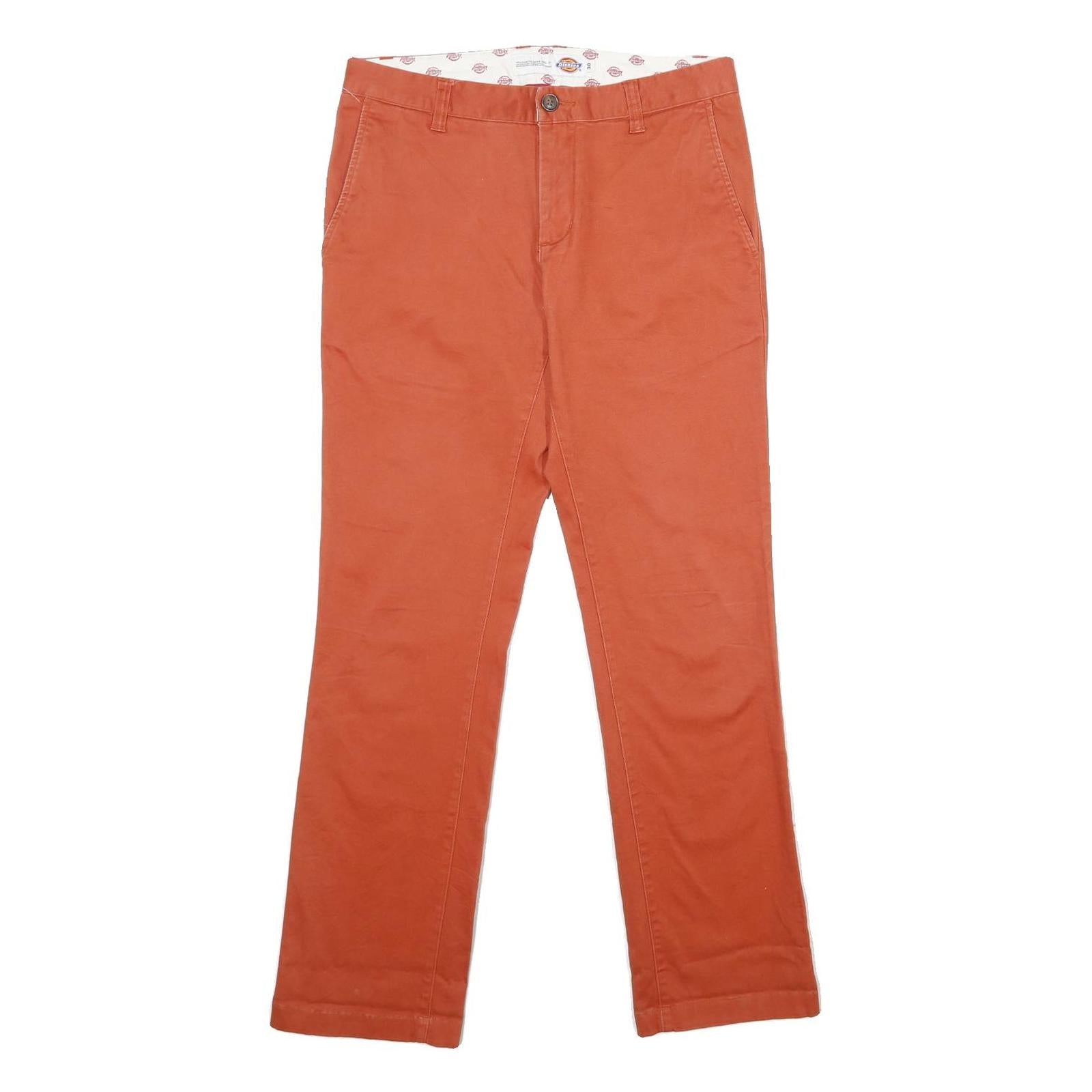 DICKIES Mens Cotton Blend Orange Regular Straight Trousers W30 L32 Workwear Zip Refurbished - N/A refurbished available on Cerqular
