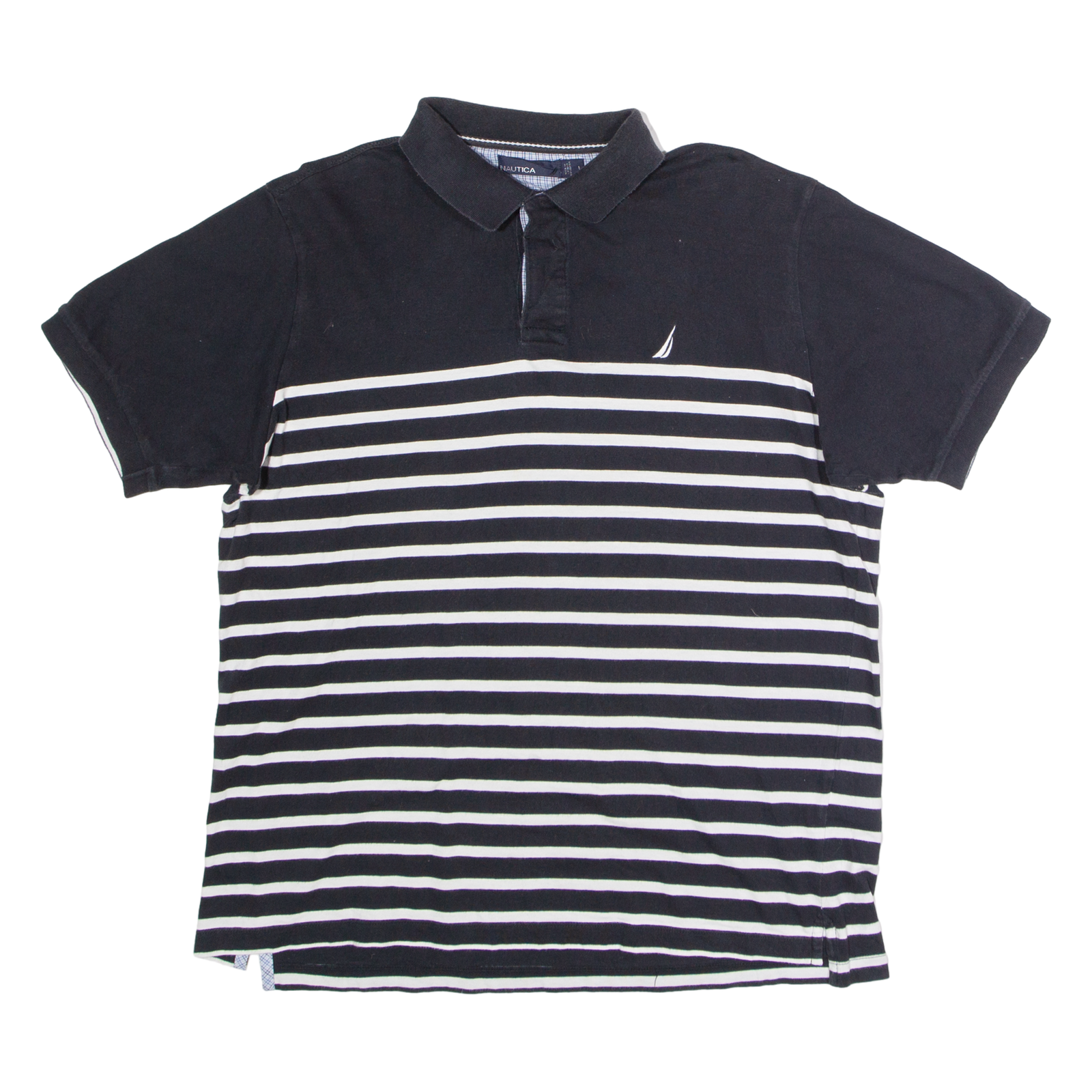 NAUTICA Mens Polo Shirt Black Striped L Refurbished - N/A refurbished available on Cerqular