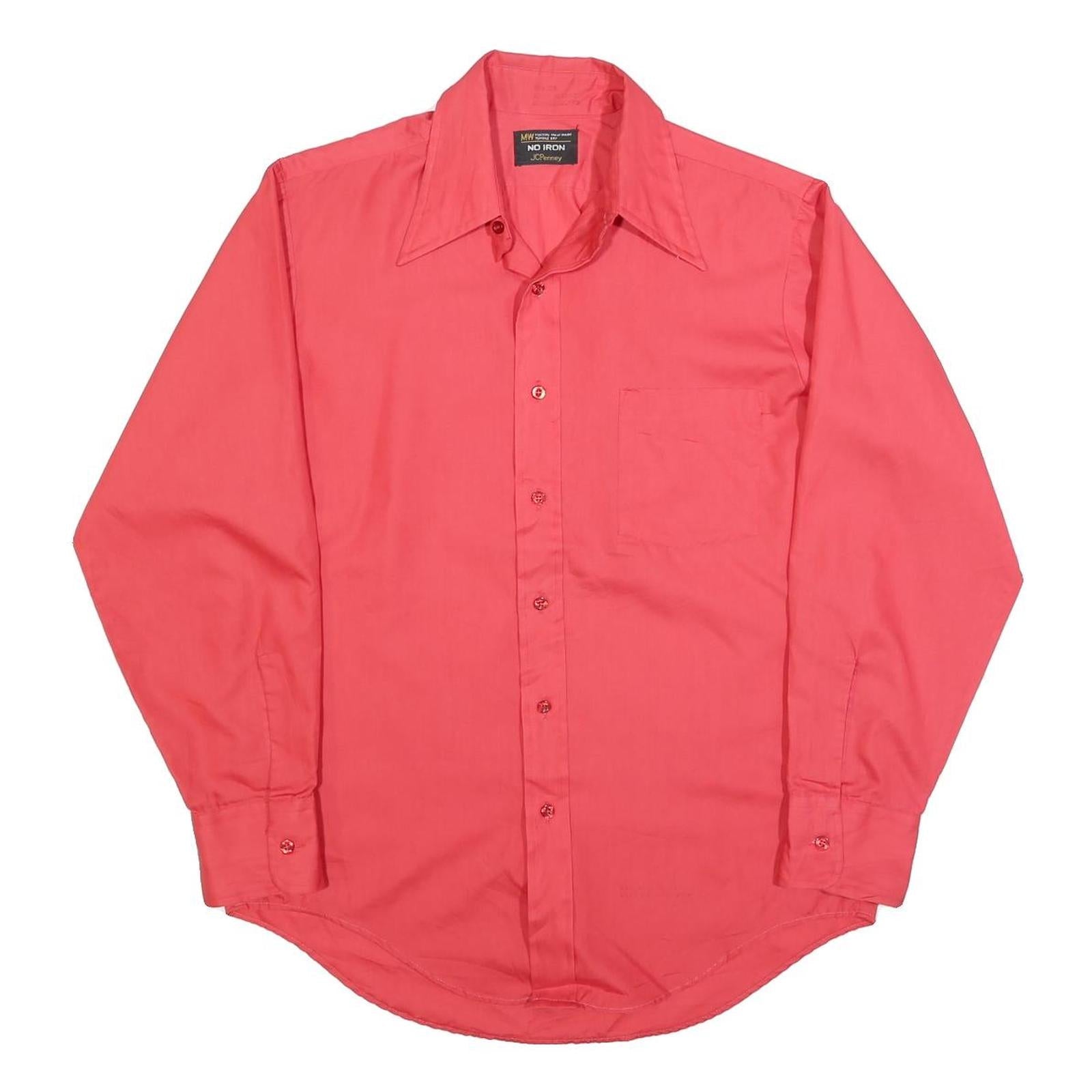 JC PENNY Mens Red Shirt L Cotton Blend Classic Fit Button Down Pocket Refurbished - N/A refurbished available on Cerqular