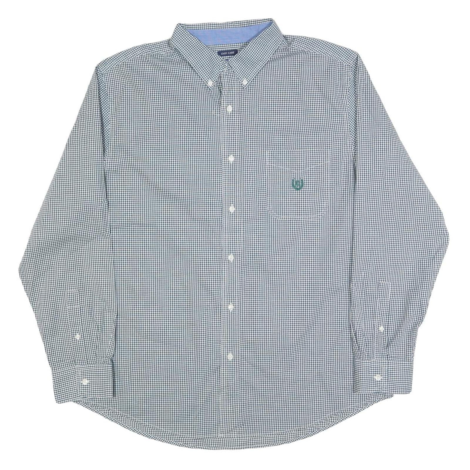 CHAPS Mens Blue & White Check Shirt XL Cotton Blend Button Down Casual Refurbished - N/A refurbished available on Cerqular