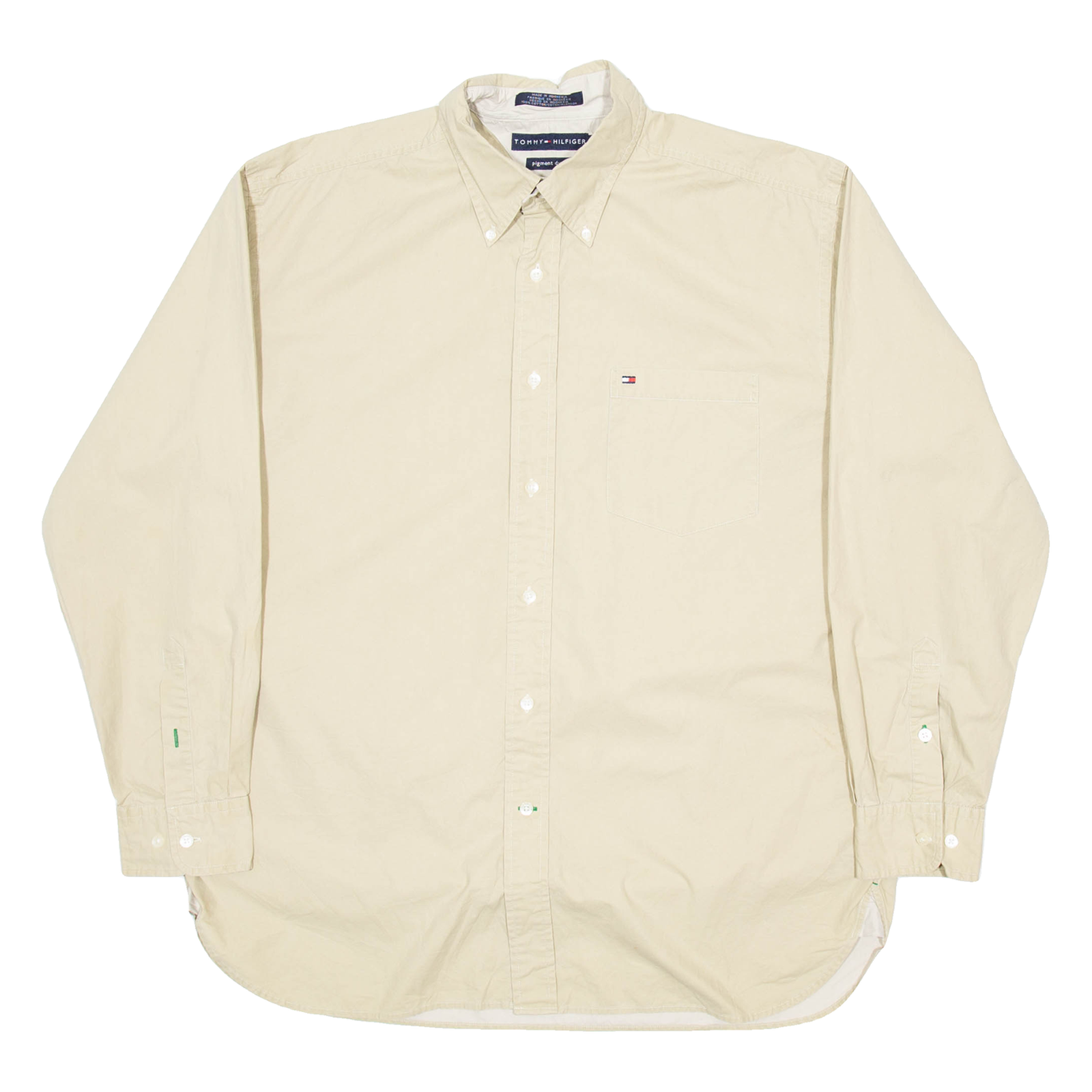 TOMMY HILFIGER Mens Plain Shirt Beige Long Sleeve L Refurbished - N/A refurbished available on Cerqular