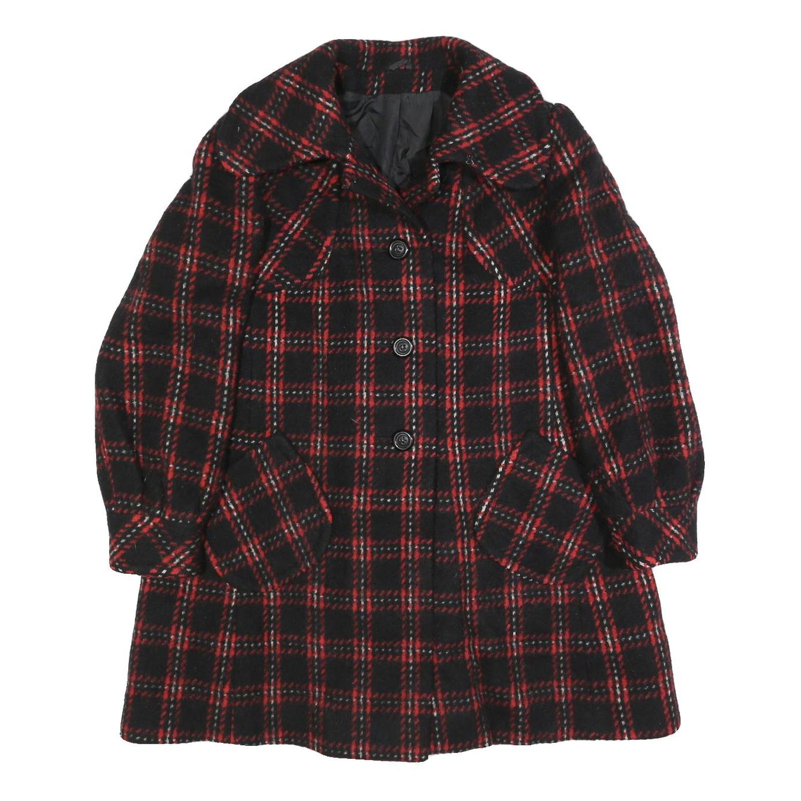 Womens Black & Red Wool Check Jacket M Button Closure Classic Fit Warm Refurbished - N/A refurbished available on Cerqular