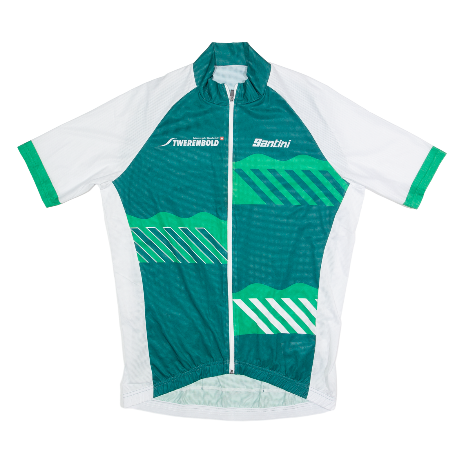 SANTINI Cycling Zip Up Mens Jersey Green High Neck 2XL Refurbished - N/A refurbished available on Cerqular