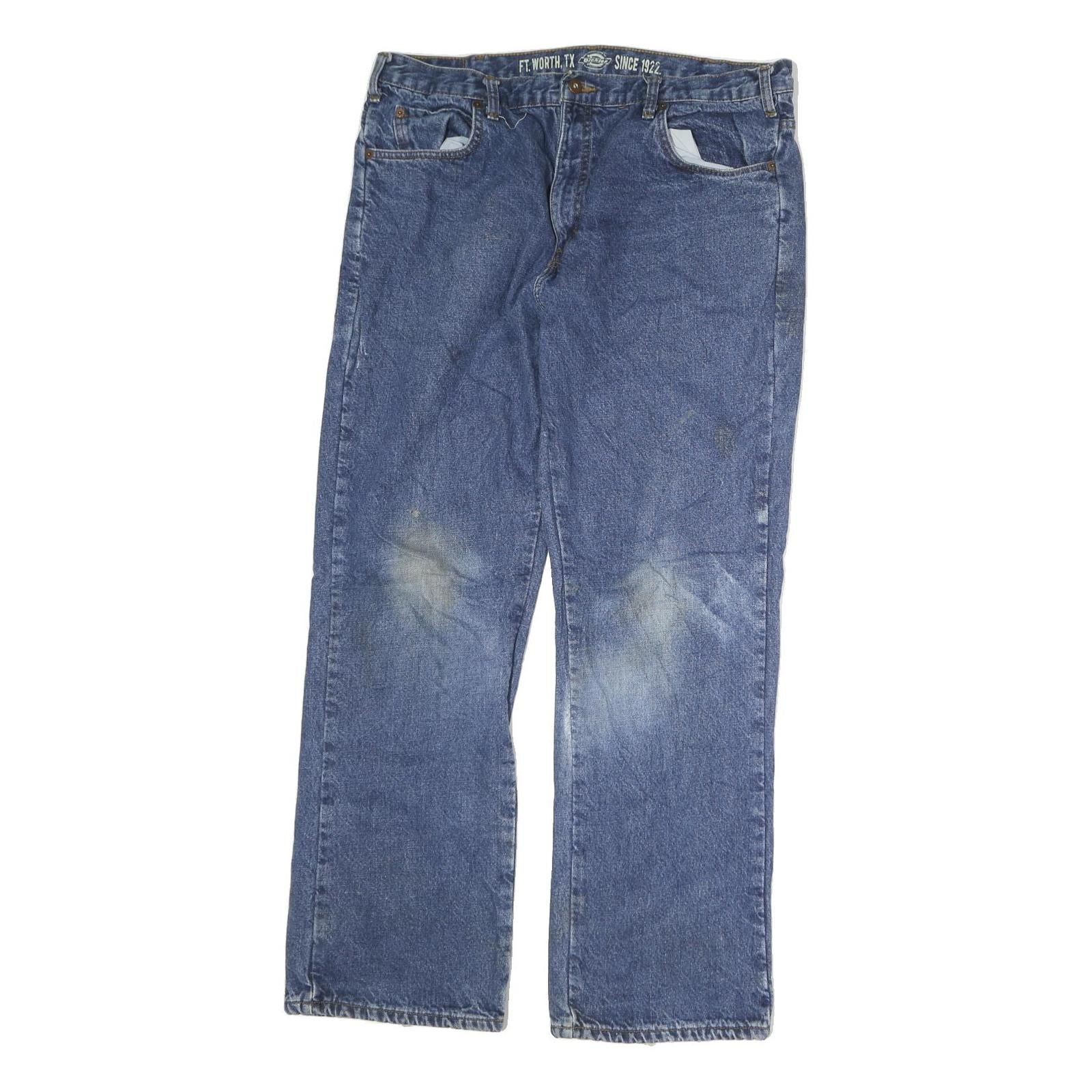 DICKIES Mens Blue Regular Fit Straight Denim Jeans W36 L30 Classic Zip Closure Refurbished - N/A refurbished available on Cerqular
