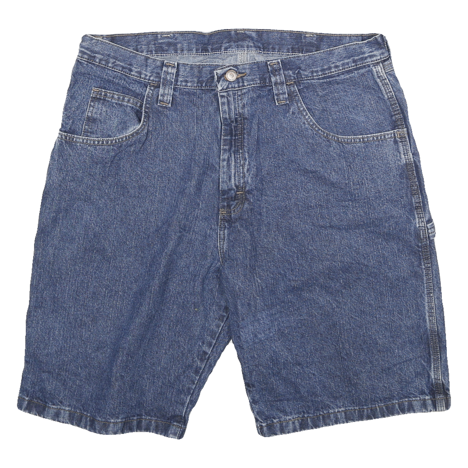 WRANGLER Mens Denim Blue Cargo Shorts L W34 Utility Cotton Blend Casual Refurbished - N/A refurbished available on Cerqular