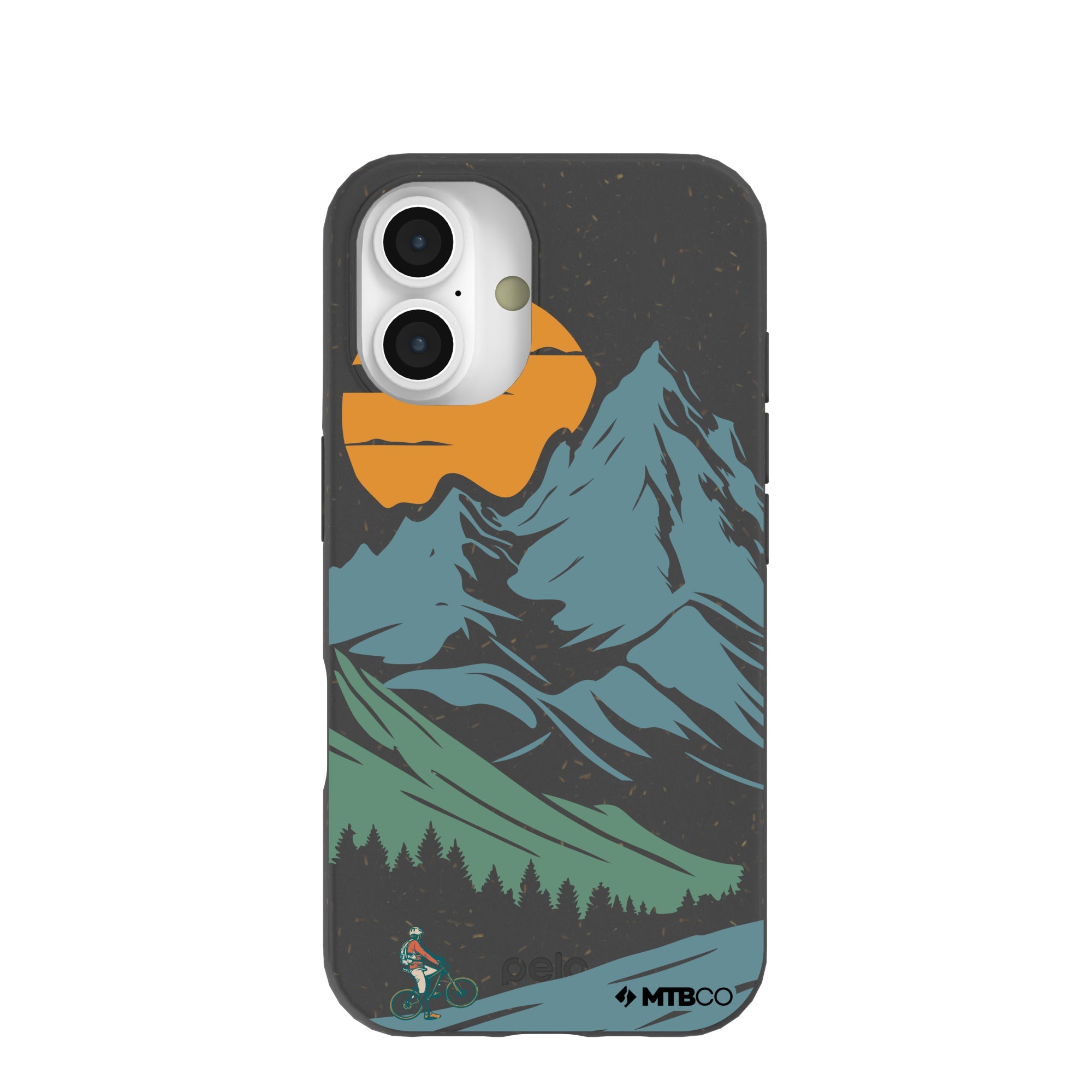 Black Vintage Peaks MTBCO iPhone 16 Case Refurbished - Pela Case refurbished available on Cerqular