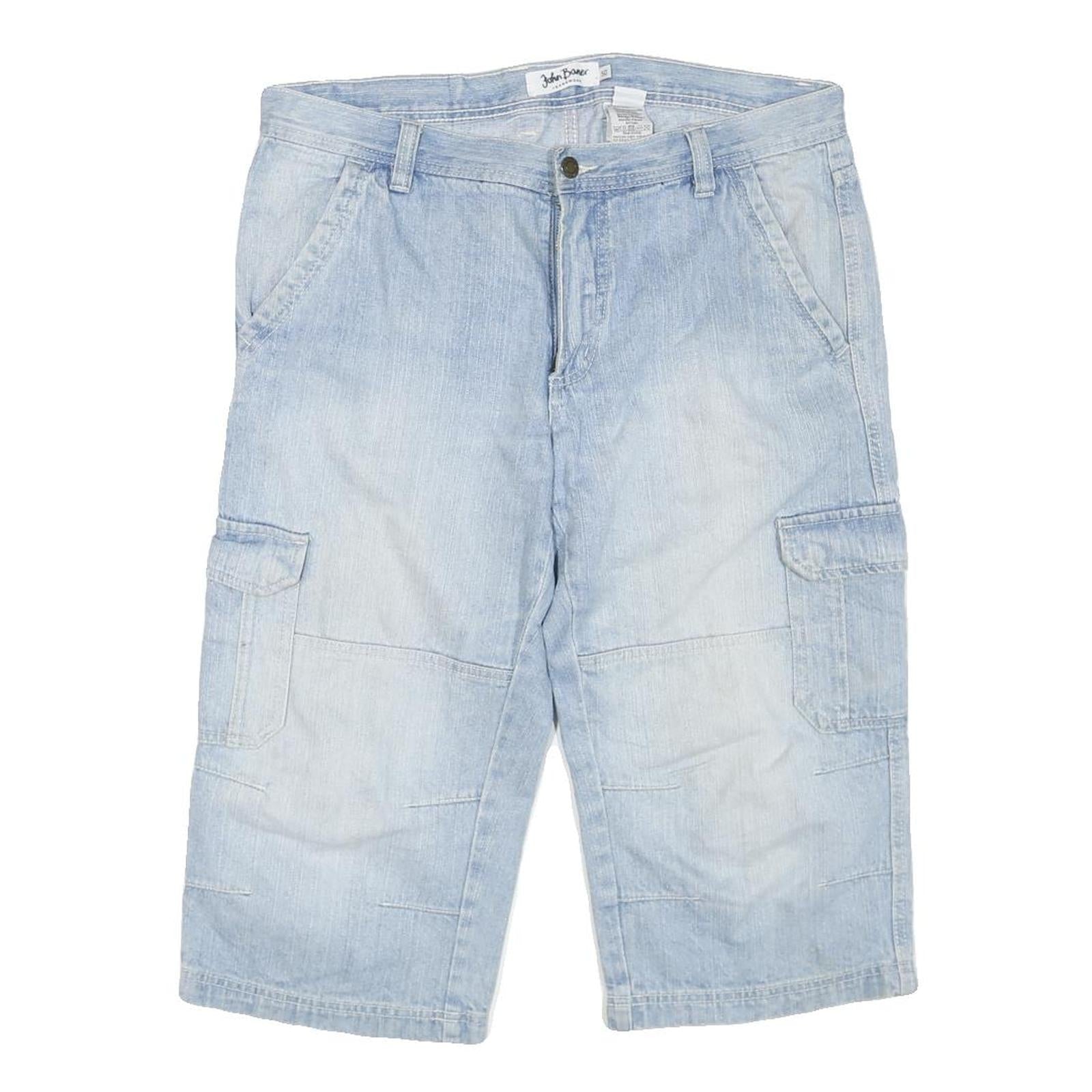 Mens Light Blue Cargo Shorts L W36 Cotton Blend Casual Pockets Refurbished - N/A refurbished available on Cerqular