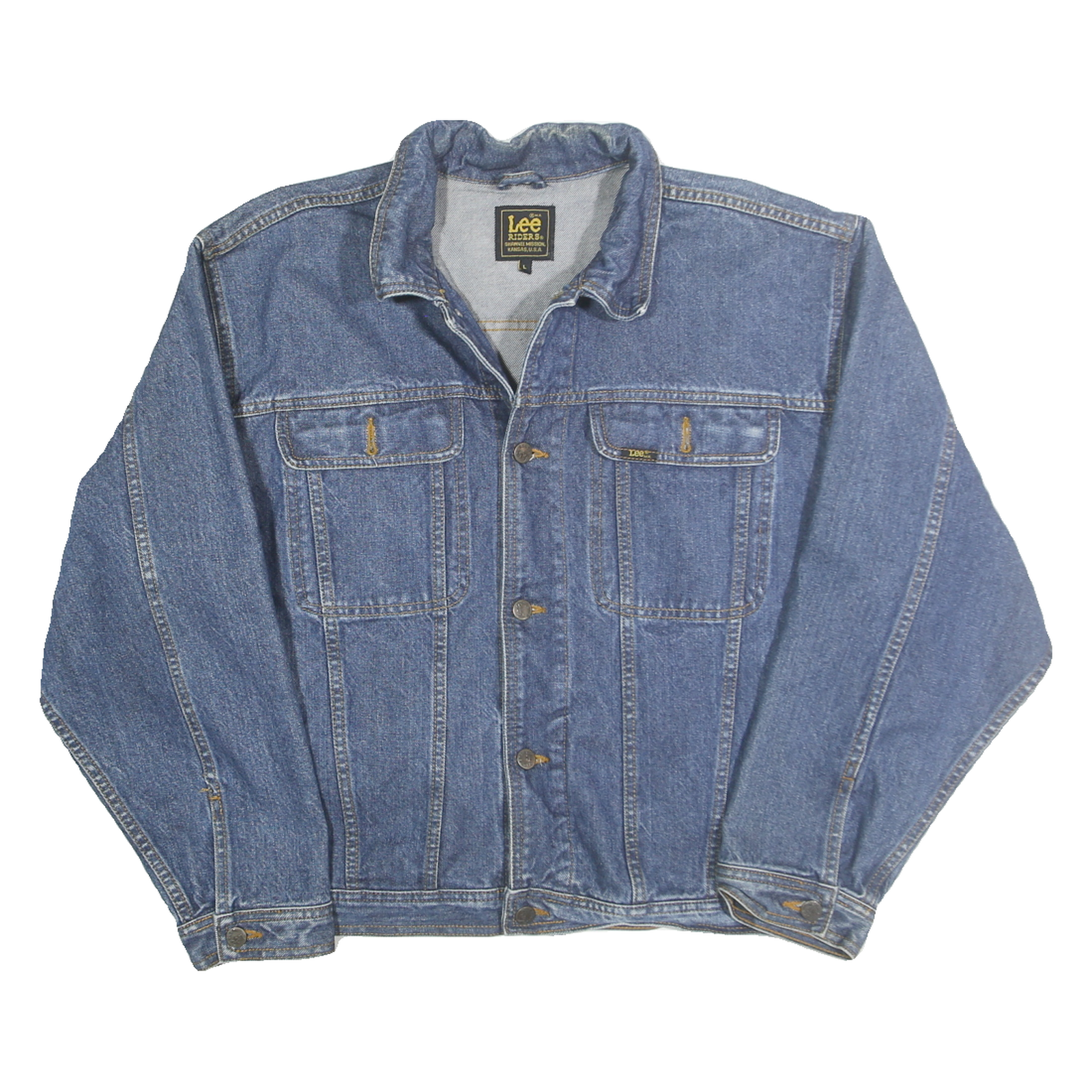 LEE Womens Blue Denim Button Jacket L Cotton Blend Classic Workwear Style Refurbished - N/A refurbished available on Cerqular