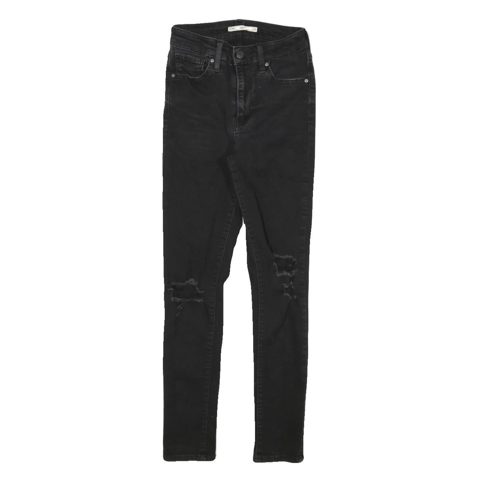 LEVI'S 721 Womens Black Slim Skinny Denim Jeans W22 L25 Distressed Ripped Refurbished - N/A refurbished available on Cerqular