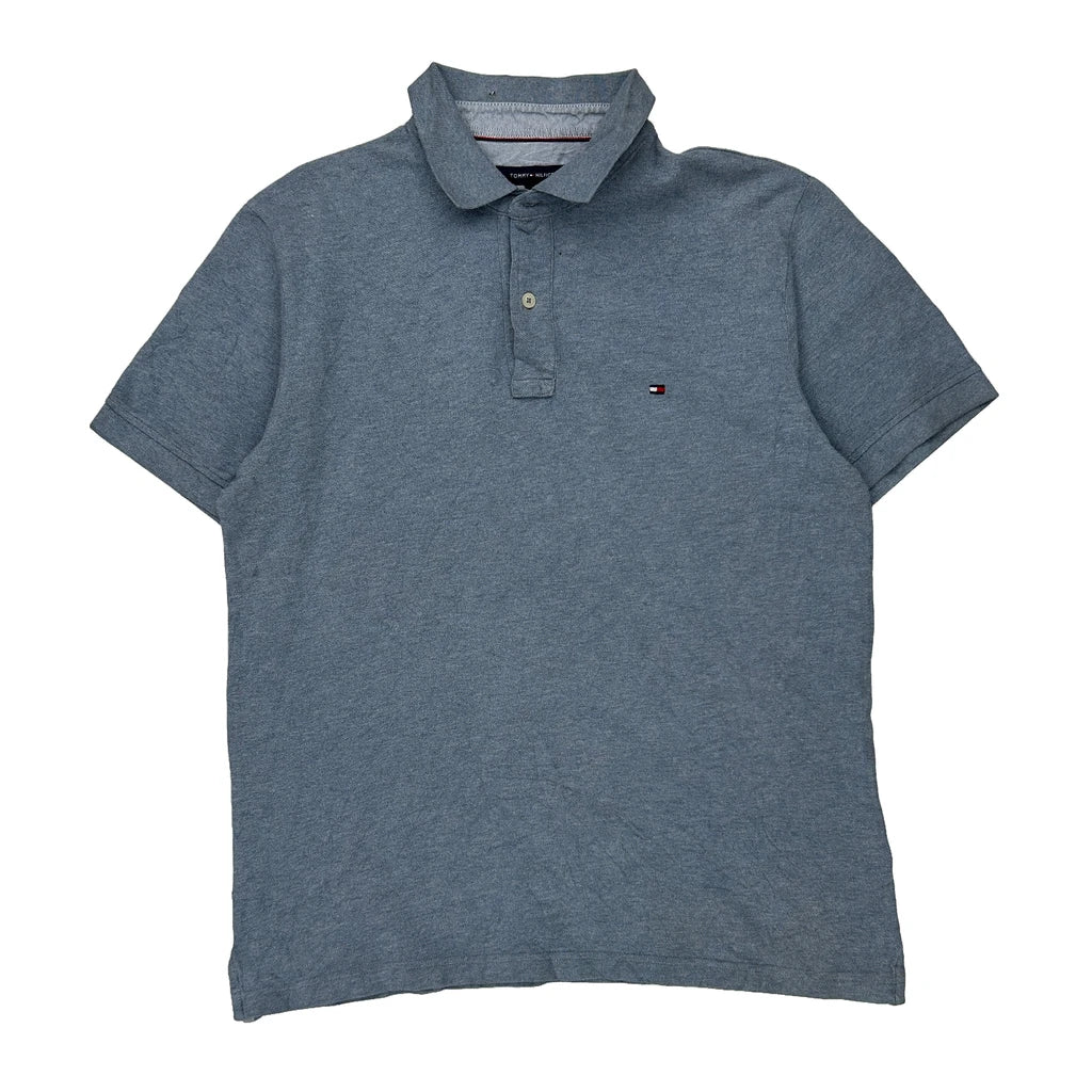 Tommy Hilfiger Polo Shirt - Large Blue Cotton Refurbished - Thrifted (note: this is a term often used to describe second- refurbished available on Cerqular