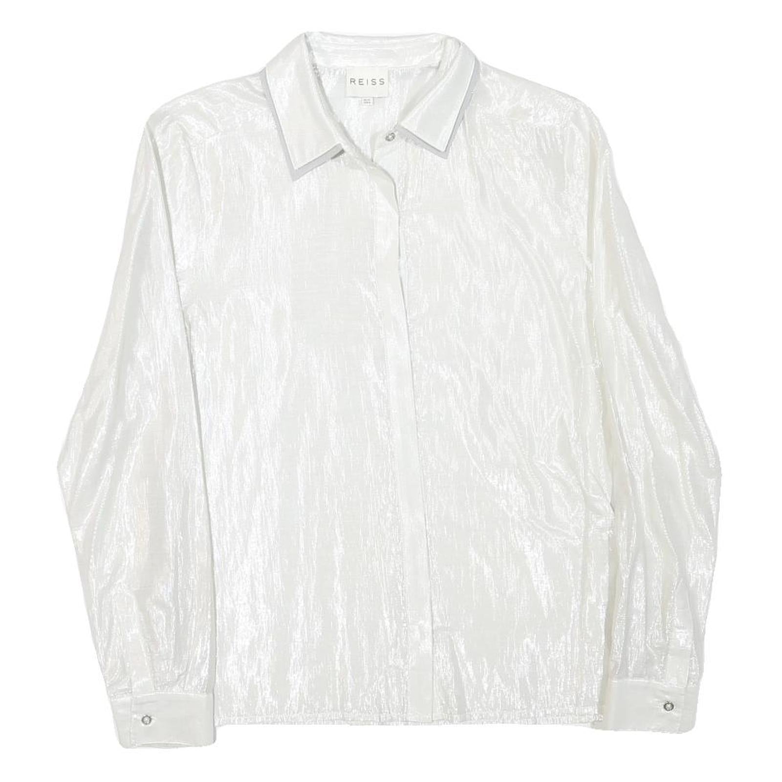 REISS Womens White Polyester Blend Shirt UK 12 Elegant Long Sleeve Formal Refurbished - N/A refurbished available on Cerqular