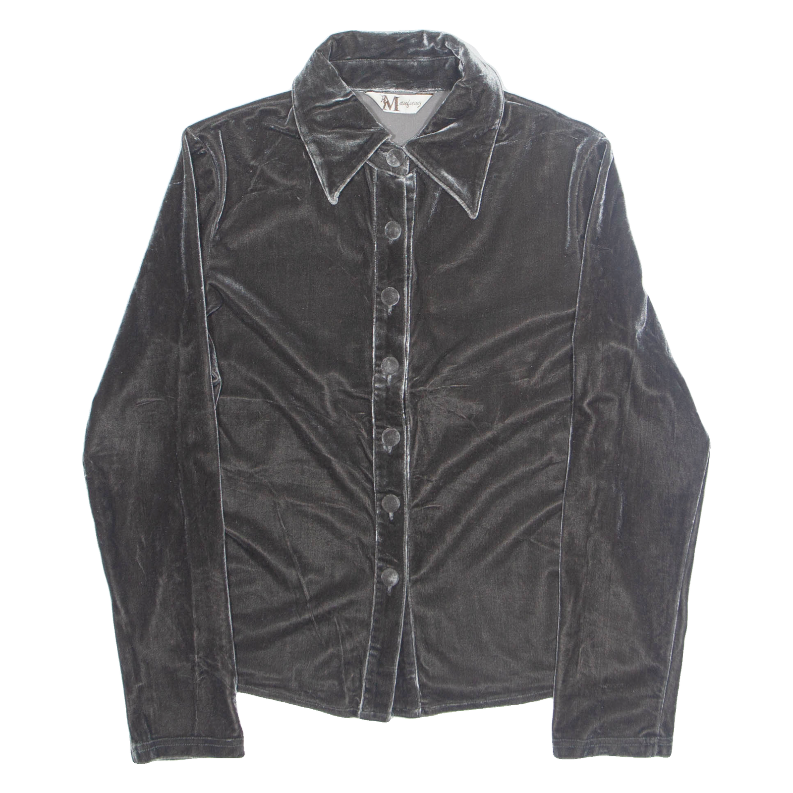 Womens Cropped Shirt Grey Collared Long Sleeve S Refurbished - N/A refurbished available on Cerqular